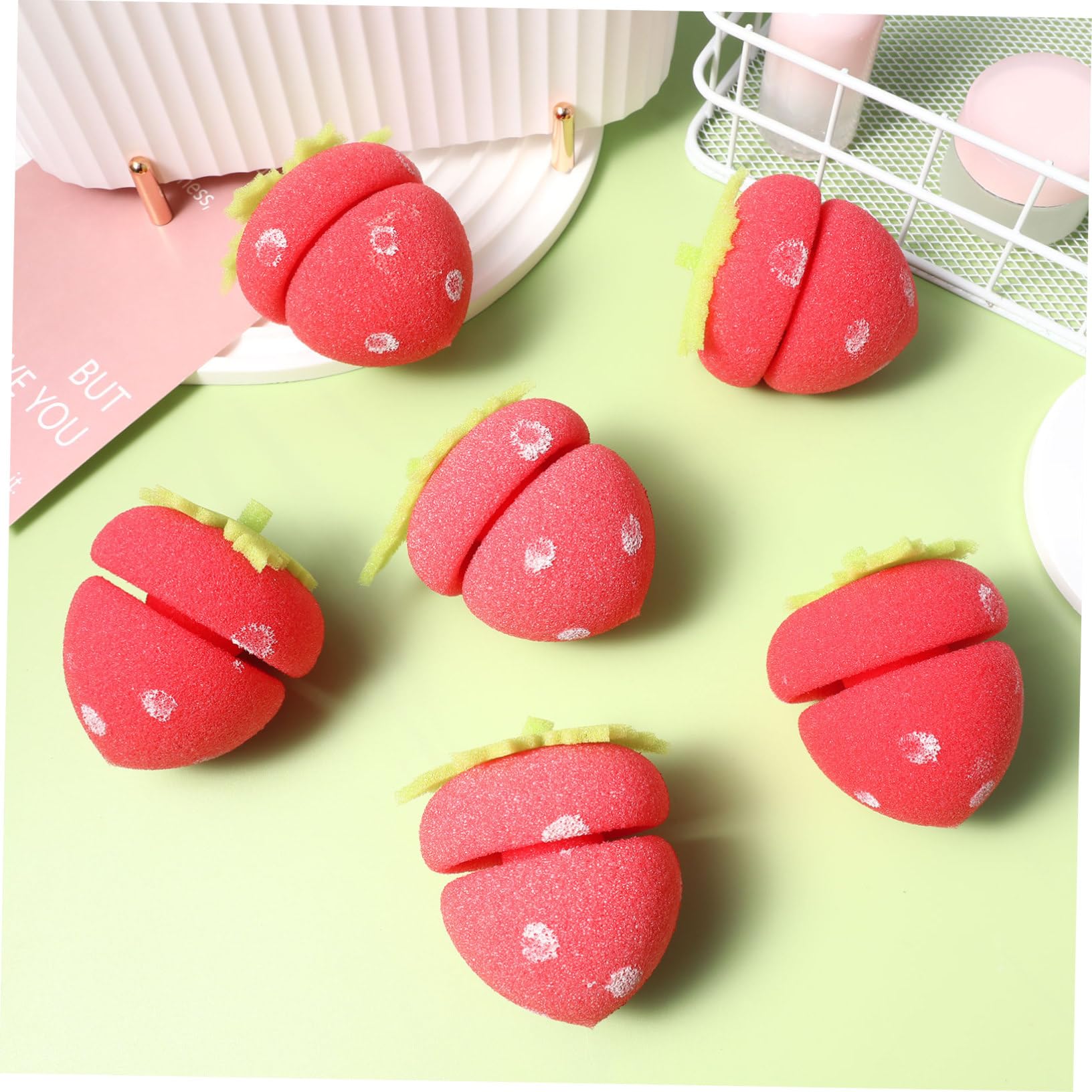 FOMIYES 12pcs Sponge Hair Curlers for Women - Soft Strawberry Rollers for Overnight Curls & Heatless Styling | Home & Travel Hair Tools for Natural Waves & Volume