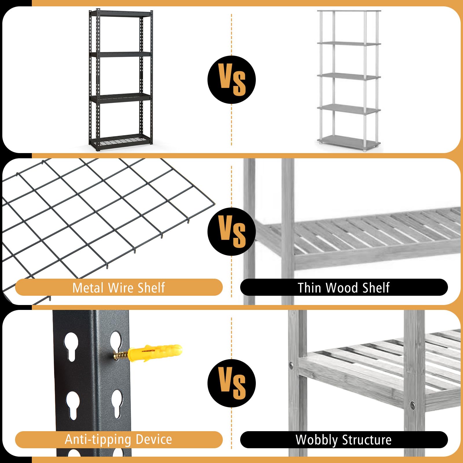Goplus 4-Tier Heavy Duty Metal Shelving Unit - Adjustable Wire Storage Rack with Anti-Slip Foot Pads, 12