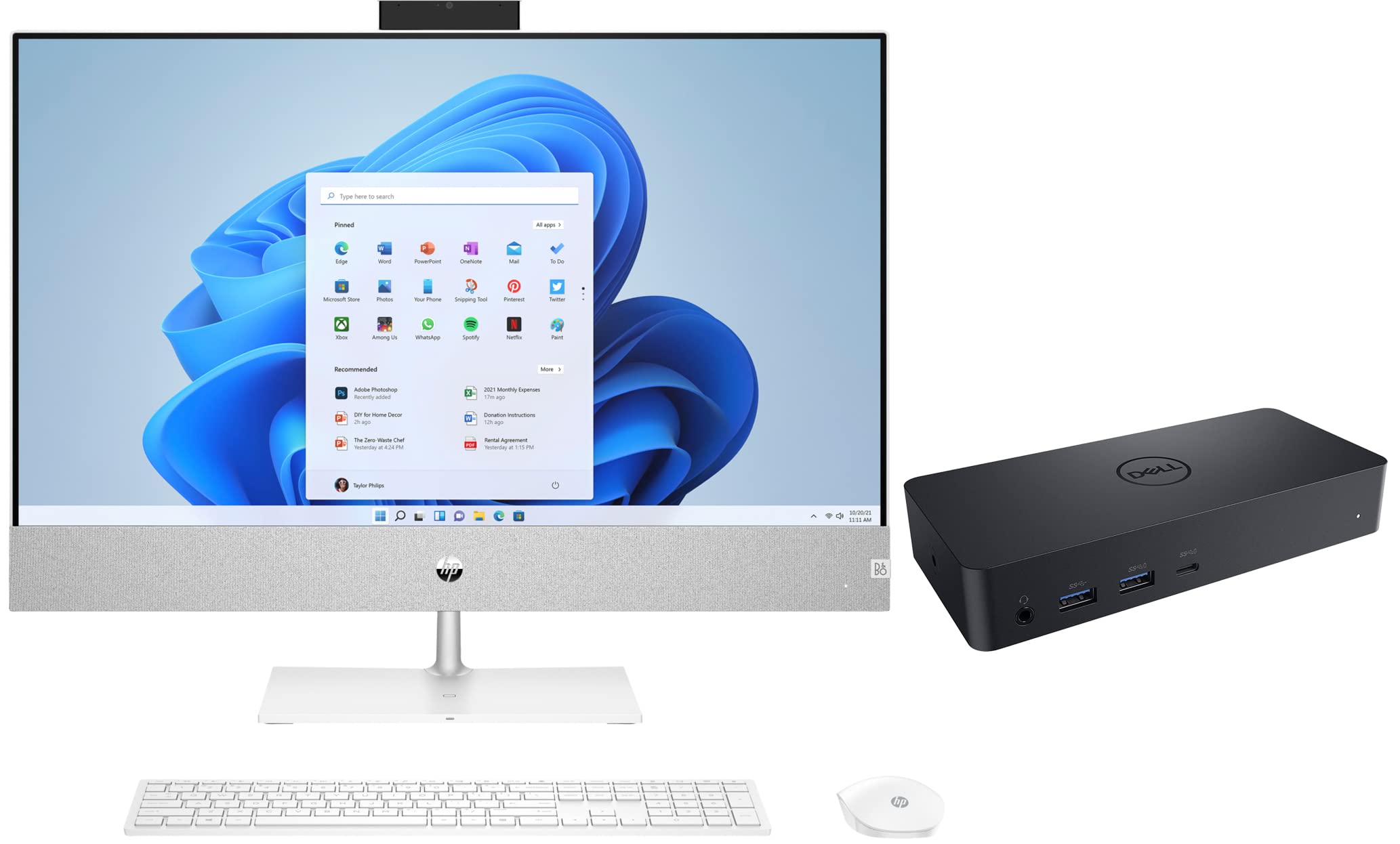 HP Pavilion 27-ca0276z All-in-One PC - AMD Ryzen 7 5700U 8-Core Processor, 64GB RAM, 512GB SSD + 1TB HDD, AMD Radeon Graphics, 27