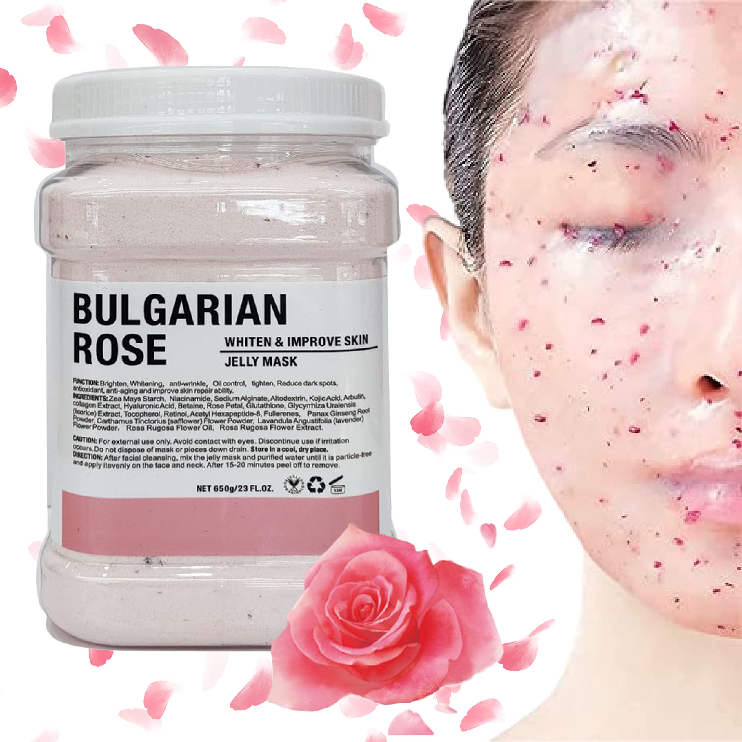 24K Gold Peel Off Face Mask with Natural Rose Petal Essence - Hydrating Jelly Mask Powder for Glowing Skin | At-Home Spa Treatment & Self-Care Routine