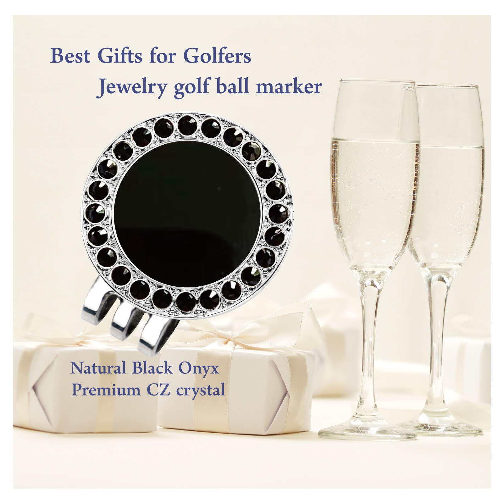 Pearl Crystal Golf Ball Marker Hat Clip - Premium Golf Accessories & Unique Golf Gifts for Women - Perfect for On-Course Style & Tournament Play
