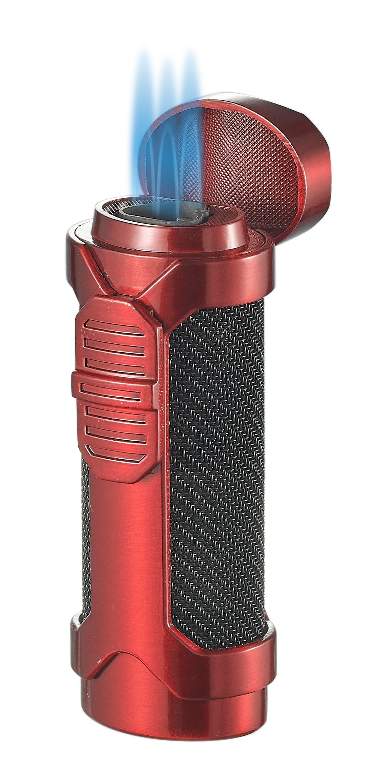 Visol Marlin Triple Flame Torch Lighter - Windproof Butane Lighter for Cigars, Camping & Outdoor Use (Red)
