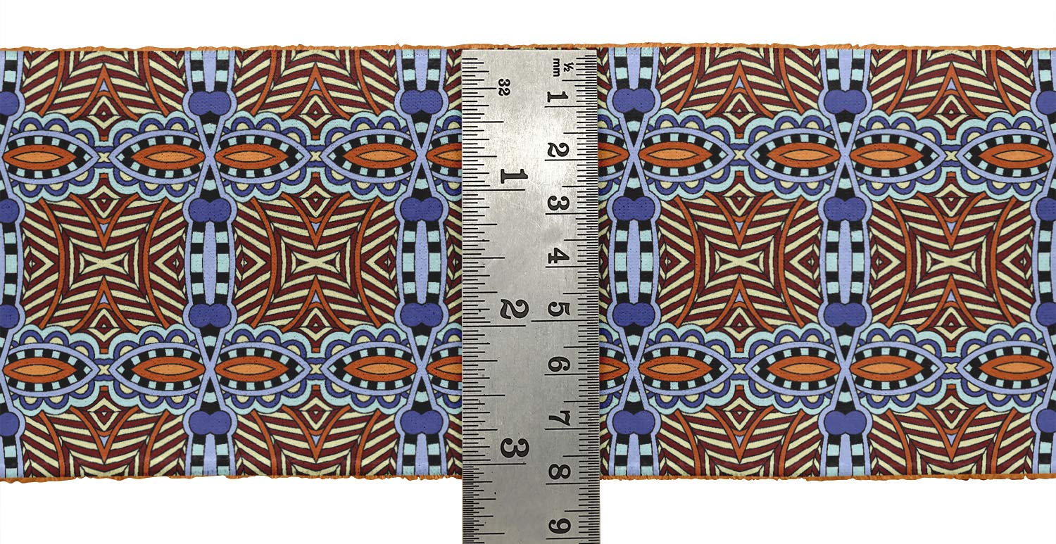 Red Stripe & Paisley Ethnic Printed Velvet Trim Fabric - 2 Inch x 9 Yard Sewing Border Ribbon for DIY Crafts, Costumes & Home Decor