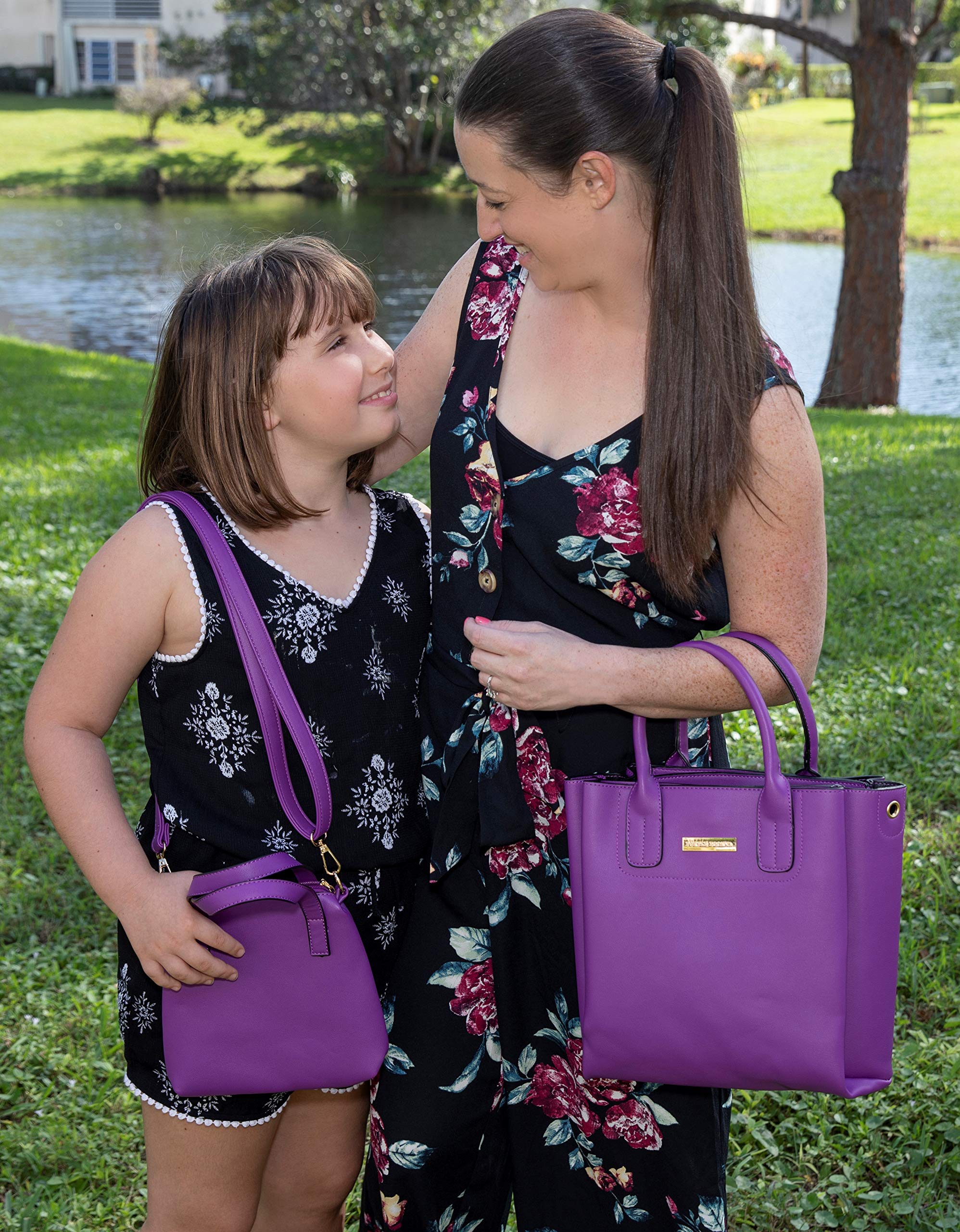 Vegan Diaper Bag Set with Matching Tote & Card Wallet - Stylish Eggplant Purple Baby Essentials for Moms | Perfect for Travel, Shopping & Everyday Use