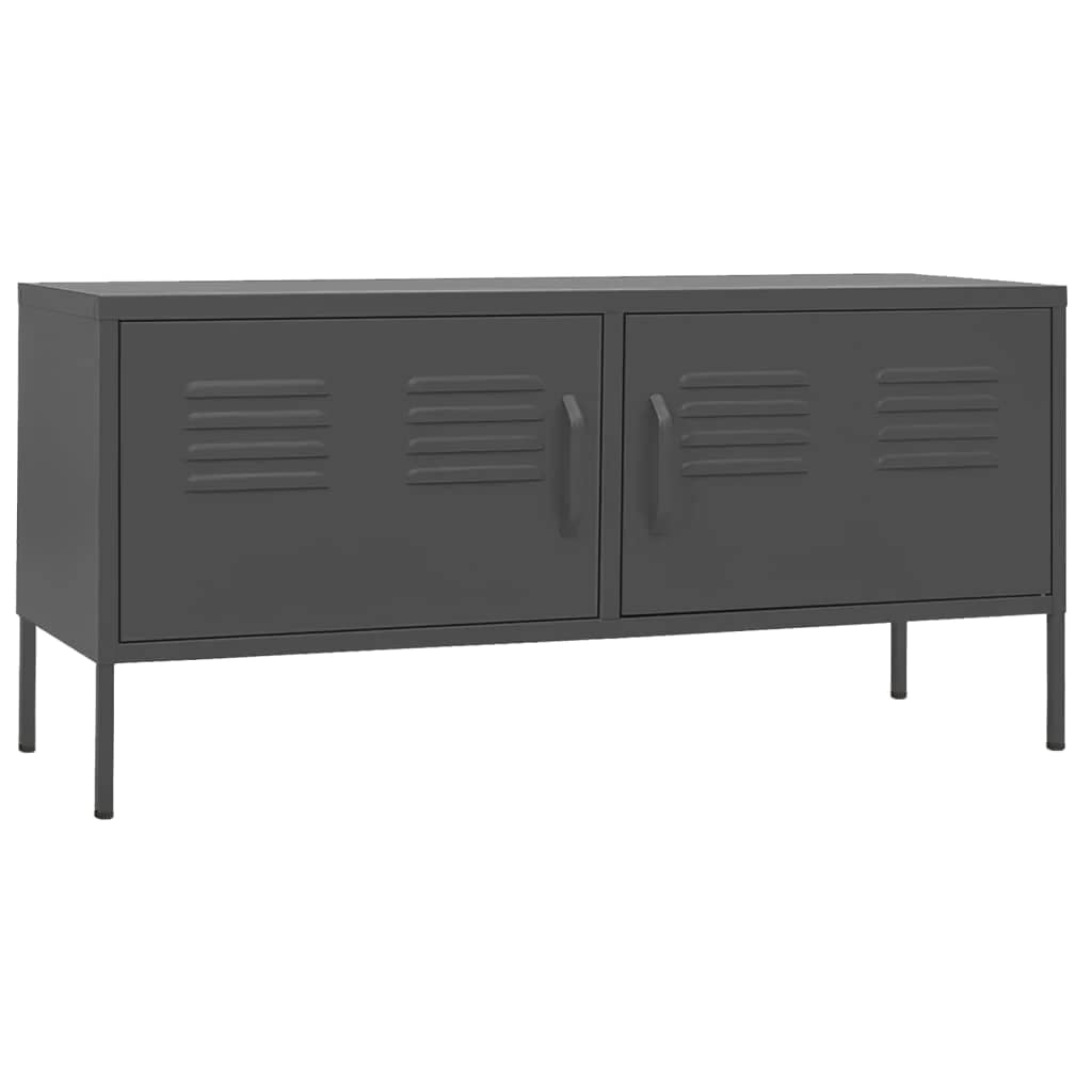 Modern TV Stand with Storage - vidaXL Steel TV Cabinet for Living Room, Bedroom | Entertainment Center with HiFi Shelf, Media Console Unit in Anthracite | Perfect for Flat Screen TVs, Gaming Consoles & Home Theater Setup