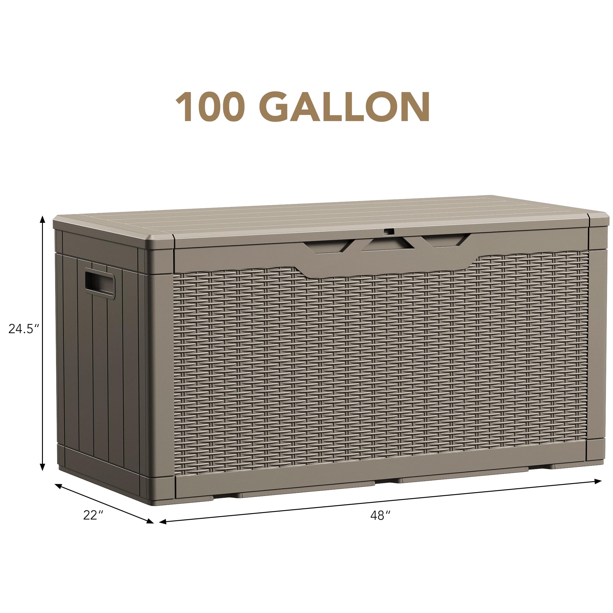 **Devoko 100 Gallon Waterproof Resin Deck Storage Box – Outdoor & Indoor Lockable Container for Patio Furniture Cushions, Garden Tools, Pool Accessories (Light Brown) – Perfect for Backyard, Deck, and Garage Organization**