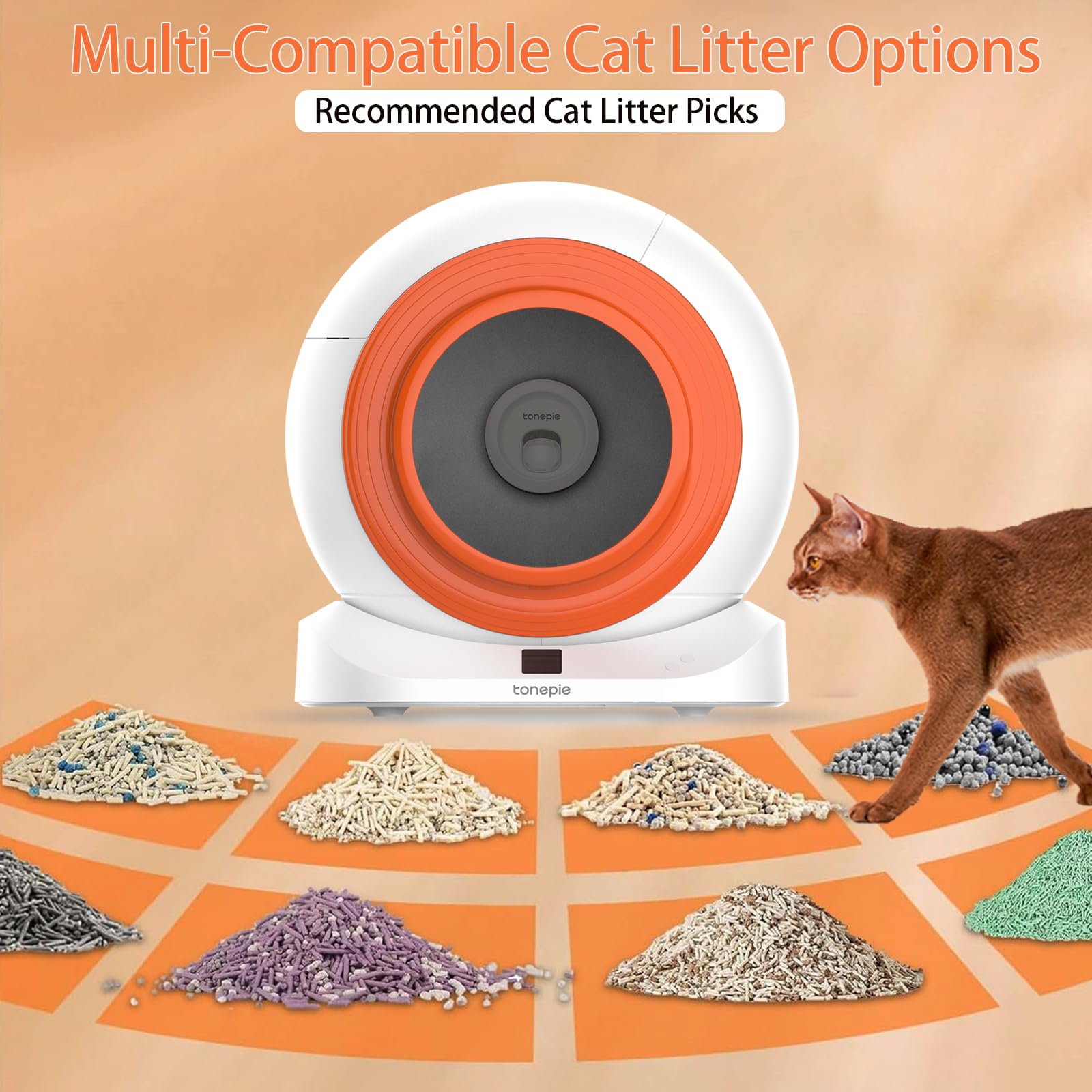 Self-Cleaning Cat Litter Box - Automatic Anti-Pinch Large Litter Box for Multiple Cats with WiFi/APP Control & Smart Health Monitor - Easy Clean White Pet Toilet for Home Use