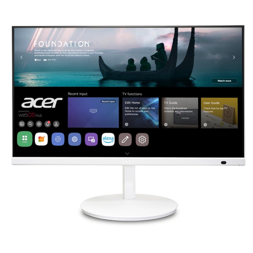 Acer CS272 27-inch IPS Full HD Smart Monitor with WebOS - Streaming TV, Bluetooth, Wireless Projection for Smart Home - Height Adjustable, Swivel, Tilt & Pivot Stand - 99% sRGB, 3Wx2 Speakers - Perfect for Home Office, Gaming & Entertainment