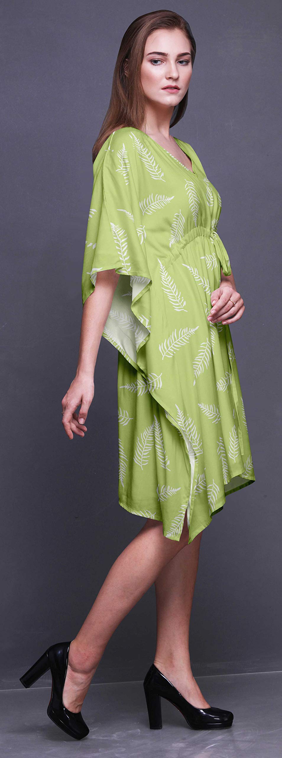 Bimba Women's Short Caftan Midi Dress - Beach Cover Up Swimwear, Summer Boho Kaftan for Poolside, Vacation & Resort Wear