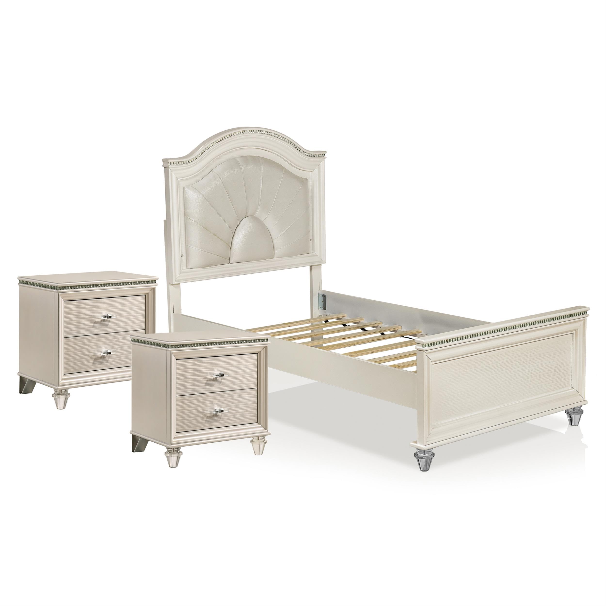 FOA Devado Contemporary 3-Piece White Wood Bedroom Set - Full Size Bed with 2 Nightstands for Modern Home Decor | Space-Saving Bedroom Furniture for Small Apartments & Guest Rooms