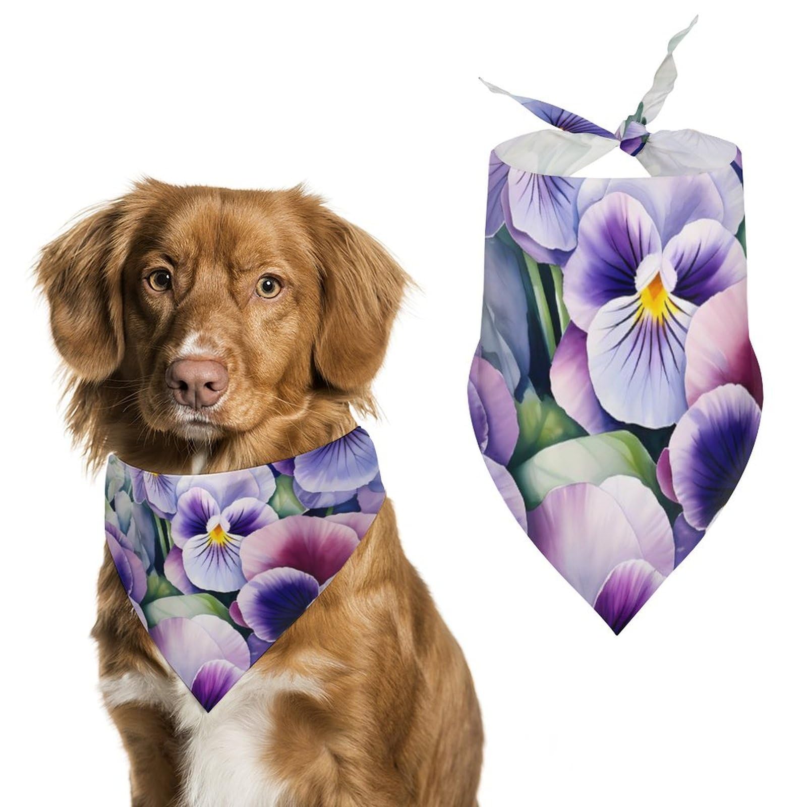 Cute Pansy Dog Bandanas & Pet Scarf Bibs for Large Medium Small Dogs & Cats - Perfect Christmas & Thanksgiving Pet Gifts for Holiday Parties & Family Gatherings