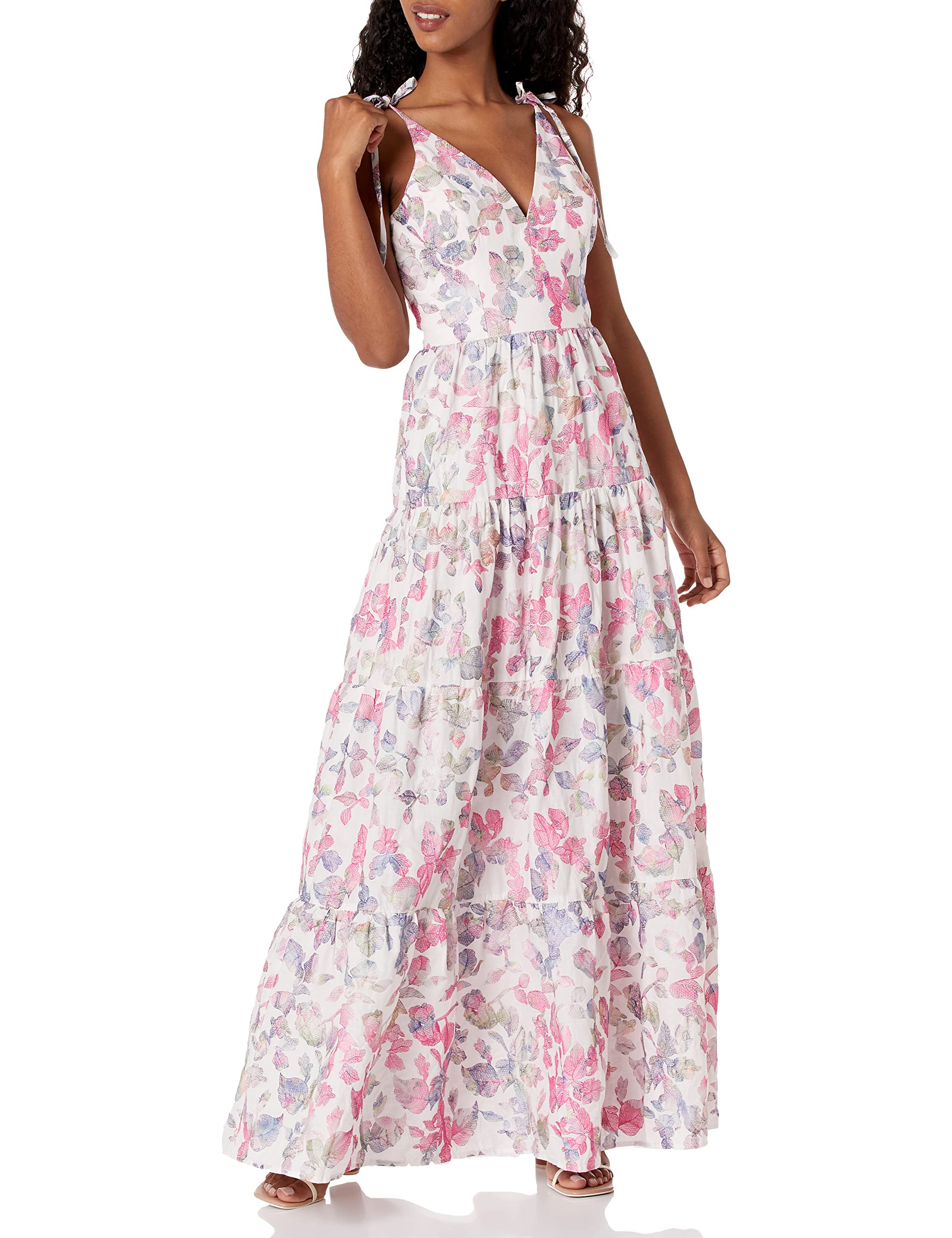 Dress the Population Women's Pearl Fit and Flare Maxi Dress - Elegant Formal Gown for Weddings, Parties & Special Occasions