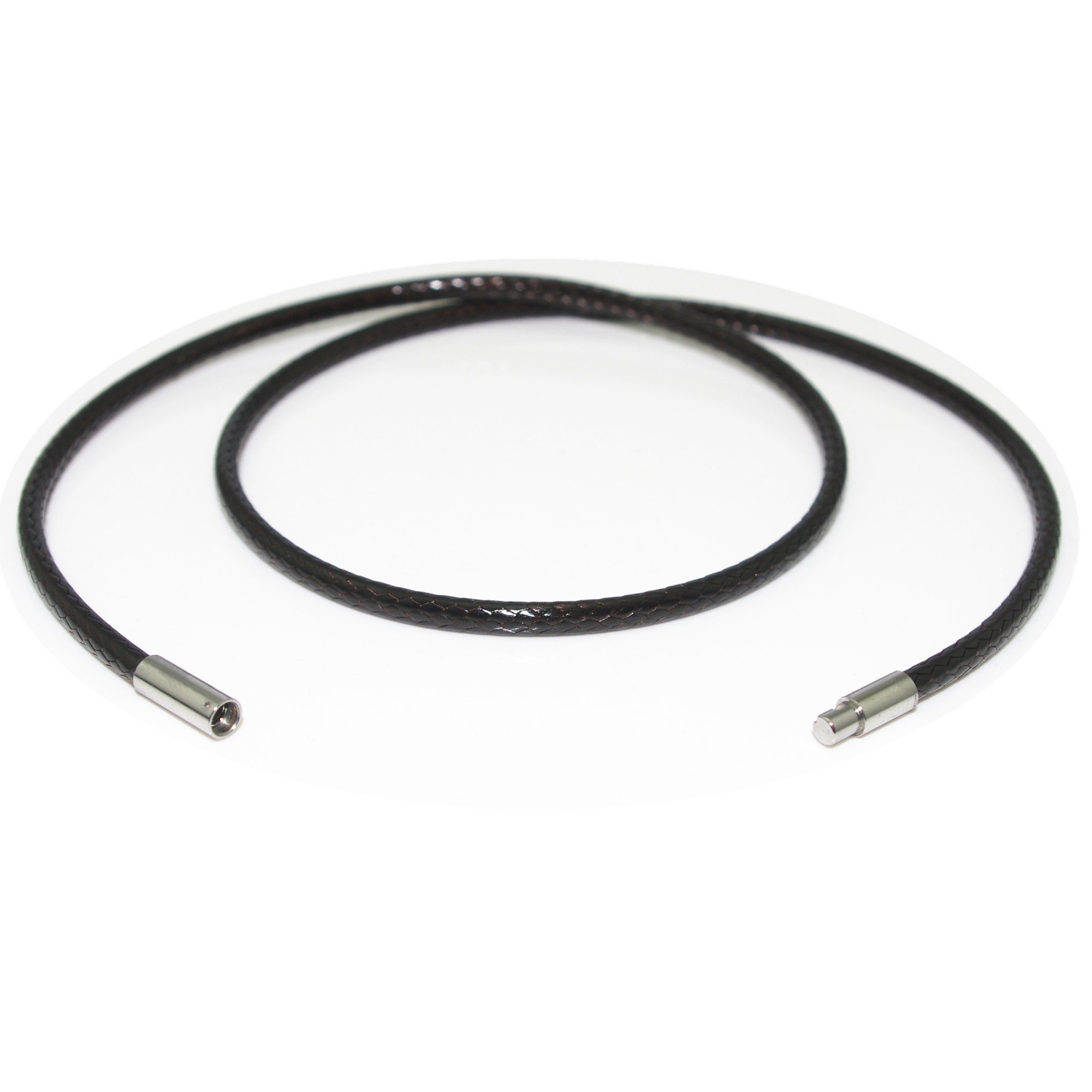 Glory Qin 3mm Dark Brown Leather Cord Necklace with Stainless Steel Rice Clasps - Adjustable 16 to 28 Inch Rope Chain for Men & Women - Perfect for Casual Wear, Layering, and Gift Giving