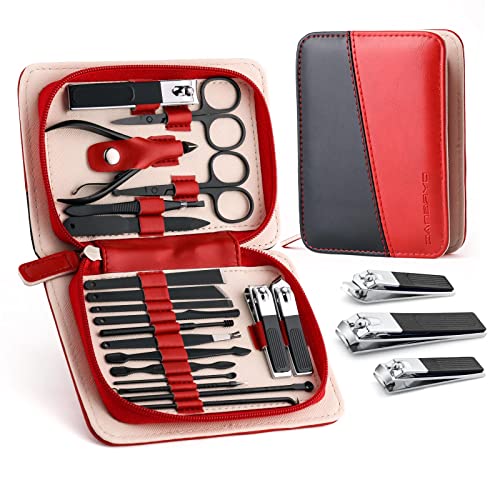 20 in 1 Professional Stainless Steel Manicure & Pedicure Kit - Portable Nail Care Tools Set with Travel Case for Home, Salon & Travel Grooming Essentials