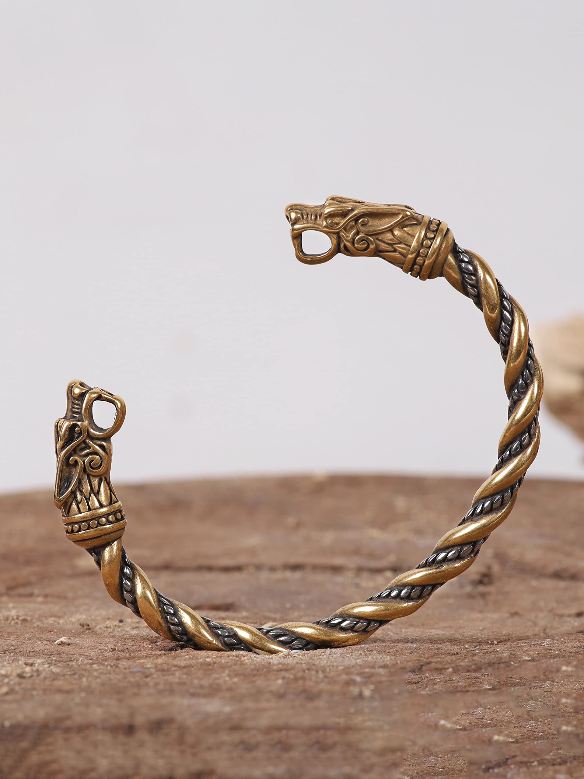 HAQUIL Stainless Steel Viking Twisted Cuff Bracelet - Norse Arm Ring for Men, Viking Jewelry Gift for Him - Perfect for Medieval Reenactments, Viking Cosplay & Norse Style Accessories
