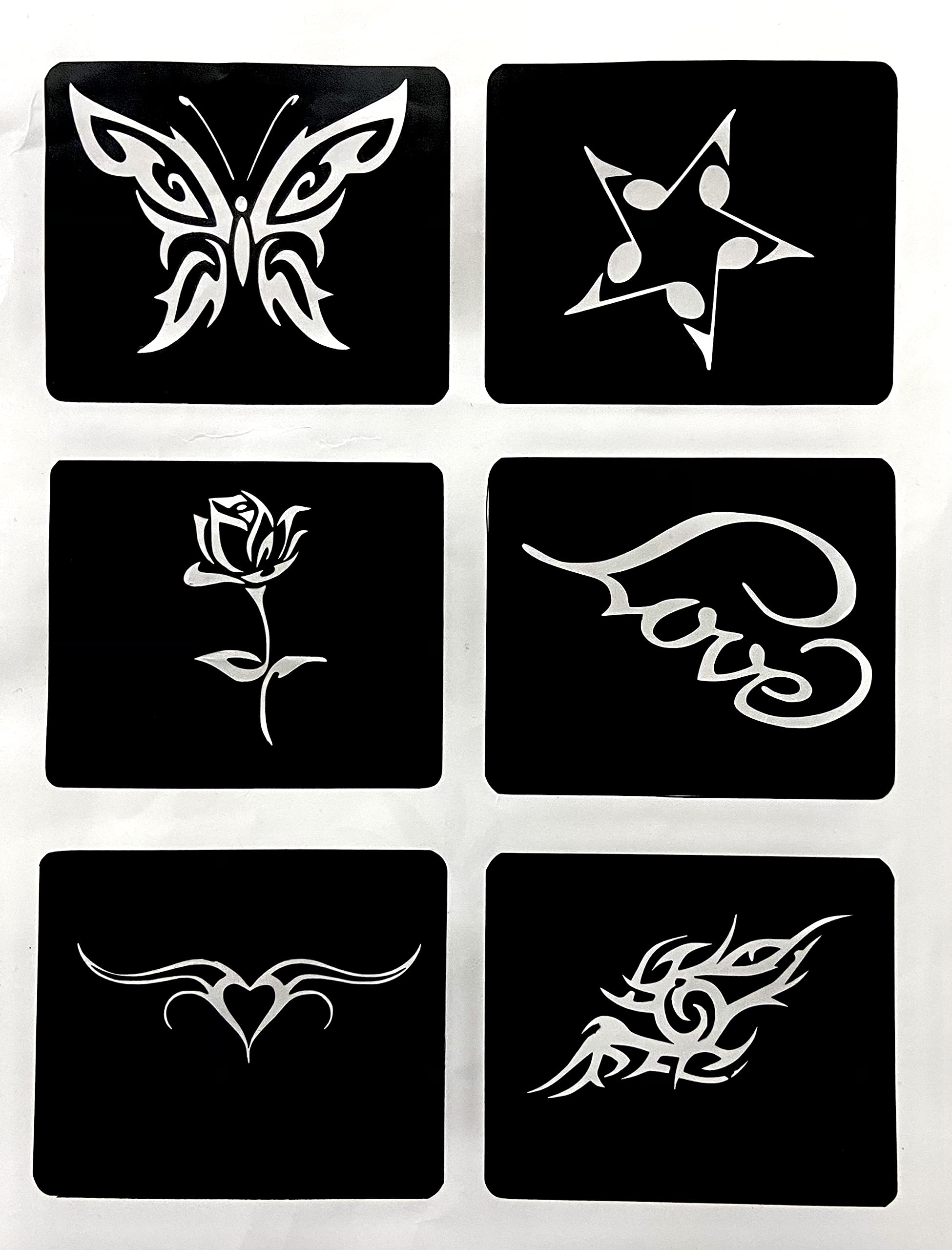 Reusable Salsa Tattoo Stencil Kit - 50+ Amazing Body Art Designs for Temporary Tattoos & Airbrush | Perfect for Boys, Girls & Party Makeup | Halloween, Cosplay & Festival Body Painting