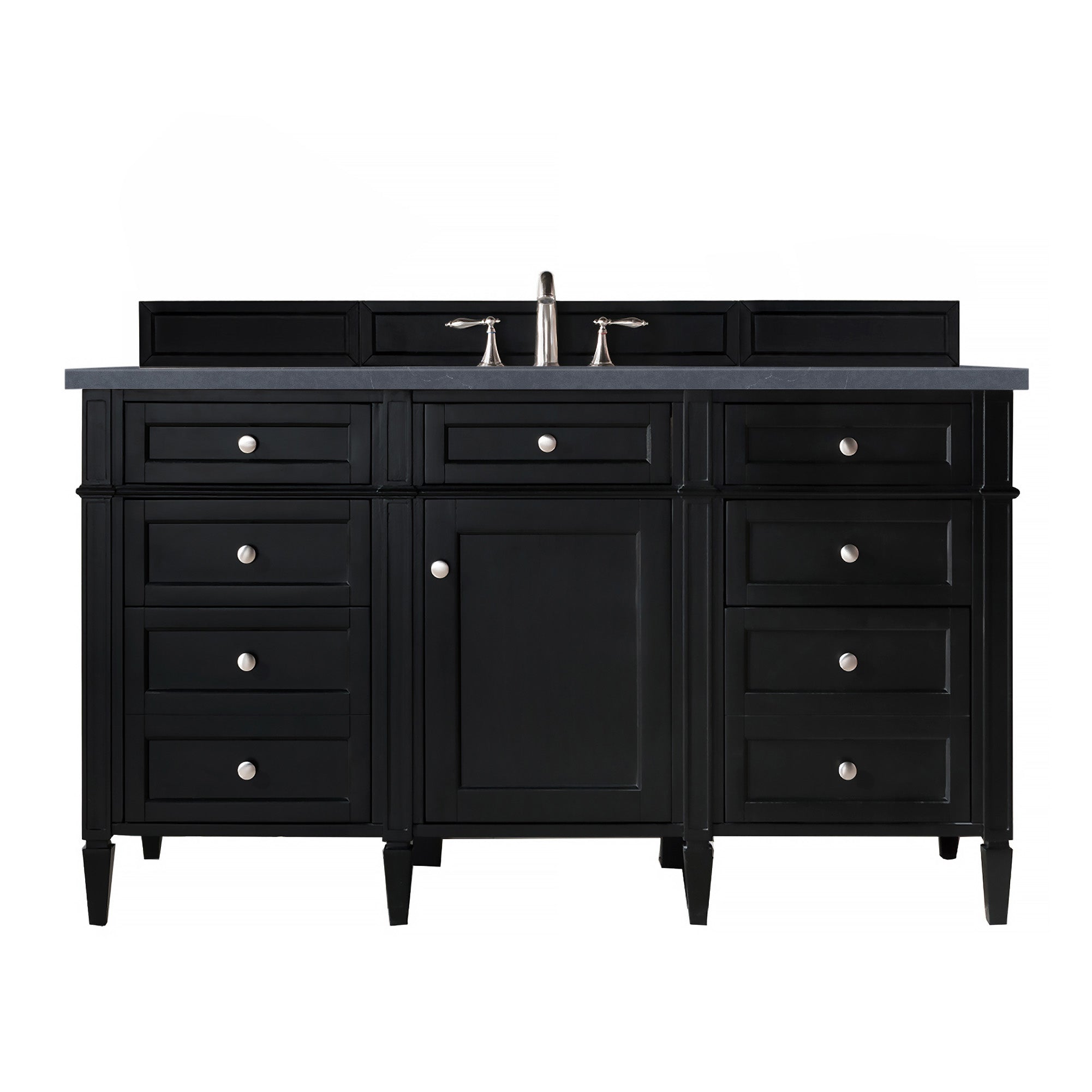 Brittany 60 Inch Single Bathroom Vanity in Black Onyx with 3CM Charcoal Soapstone Quartz Countertop - Perfect for Modern Master Bathrooms and Powder Rooms