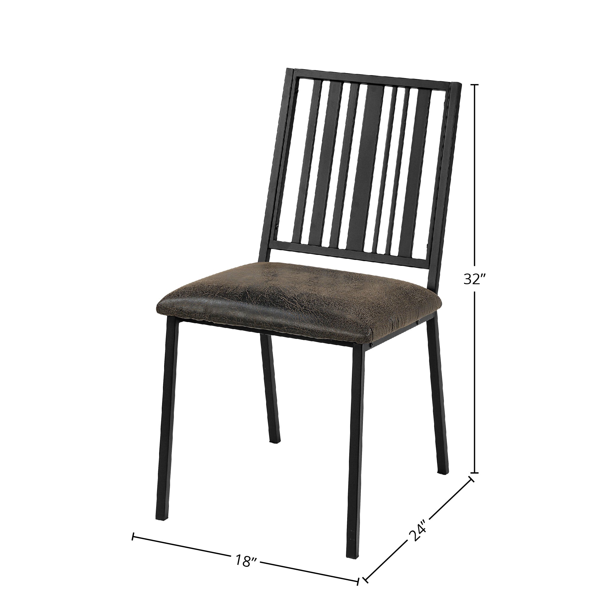 Brown and Black Slat Back Side Chairs (Set of 2) - Modern Dining Room Chairs for Kitchen, Breakfast Nook, or Office - Comfortable and Stylish Seating Solution