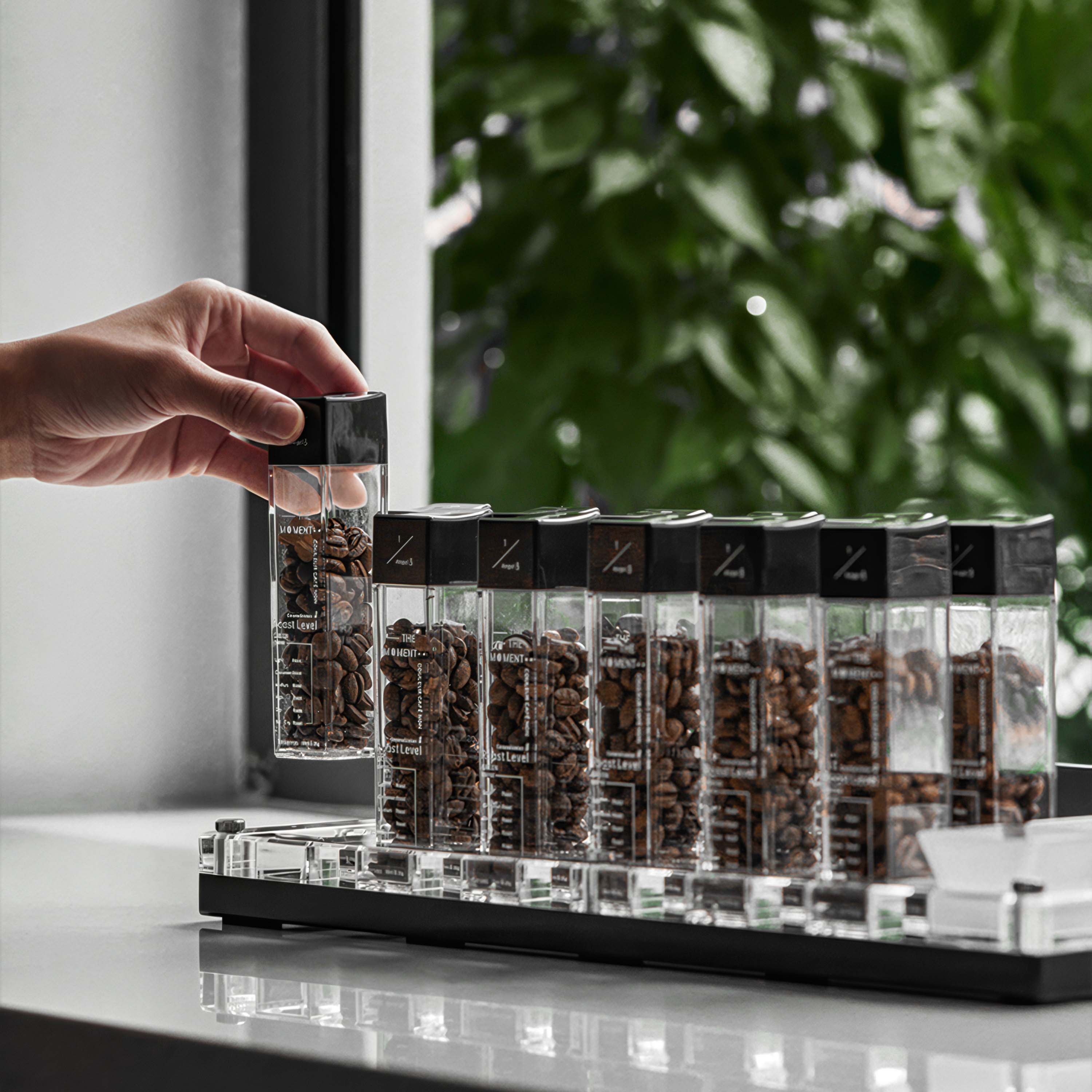 Premium Coffee Bean Storage Tubes with Stand - Airtight, Durable & Stackable for Freshness - Perfect for Home Baristas, Coffee Shops & Gifting (MUVNA Brand)