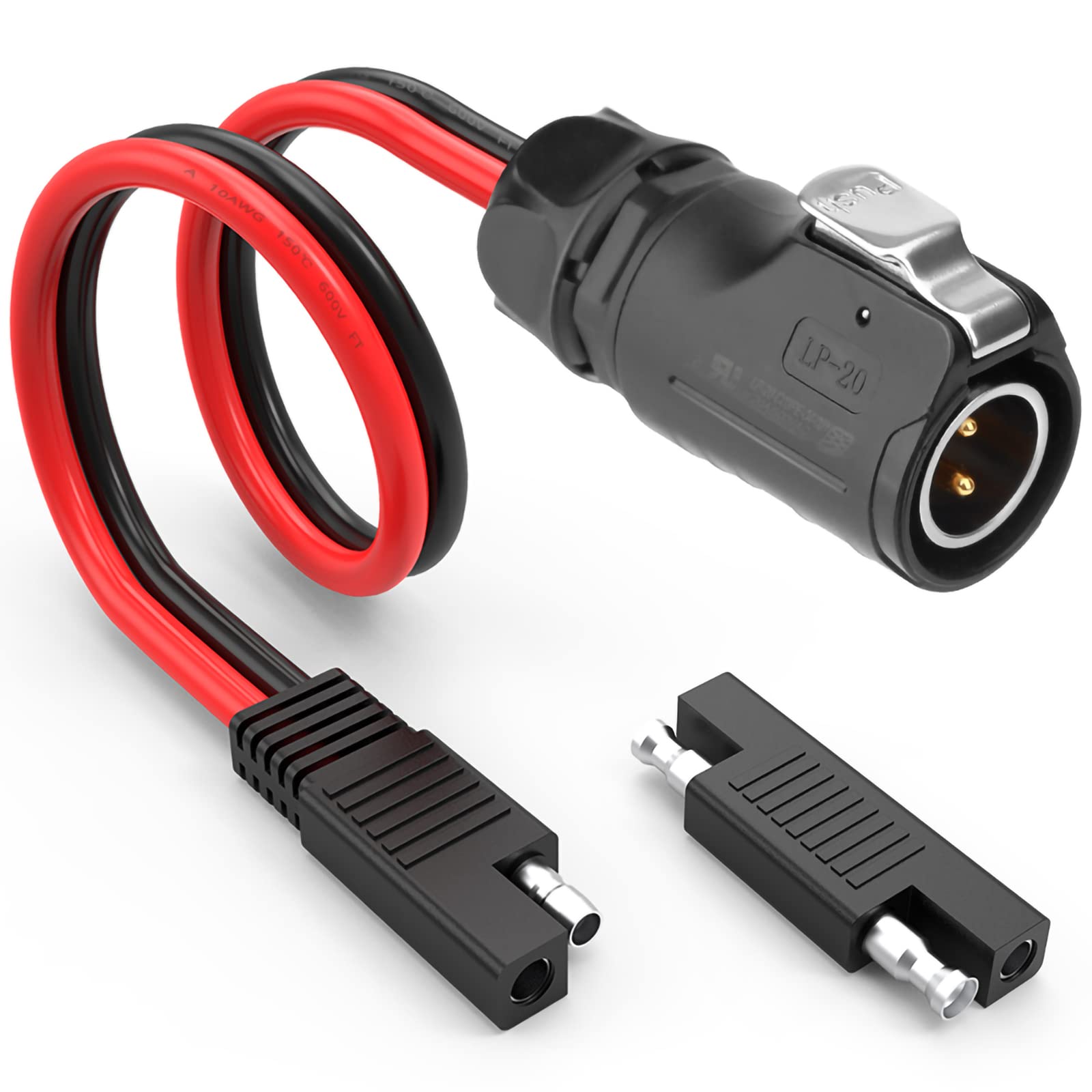 EXTRACTME 10AWG 2 Pin Power Industrial Circular Connector to SAE Adapter Cable - Furion Solar Plug to SAE Connector - Compatible with Furrion, Solar Panel Suitcase, Forrest River RV Ports - Perfect for RV Solar Power Systems, Off-Grid Energy Solutions & Mobile Power Connections