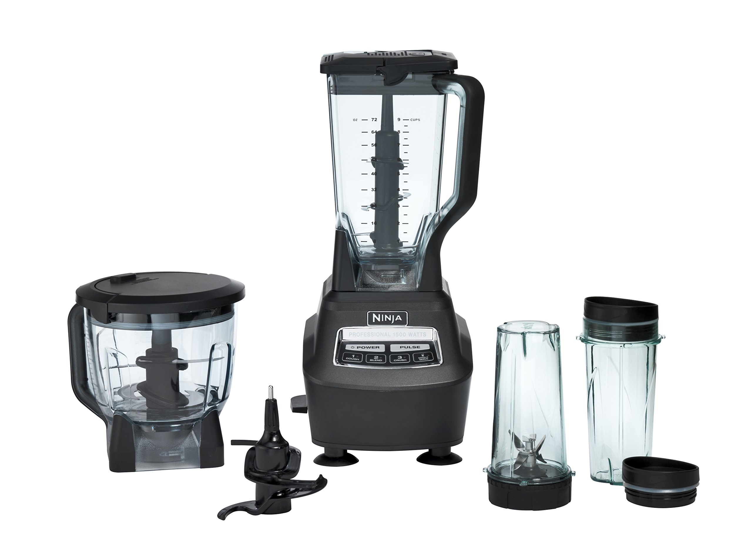Ninja BL770 Mega Kitchen System - 1500W High-Powered Blender for Smoothies, Food Processing, Dough & Drinks | Includes 72oz Pitcher, 64oz Bowl, (2) 16oz To-Go Cups & Lids | Perfect for Meal Prep, Healthy Juicing & Home Cooking | Black