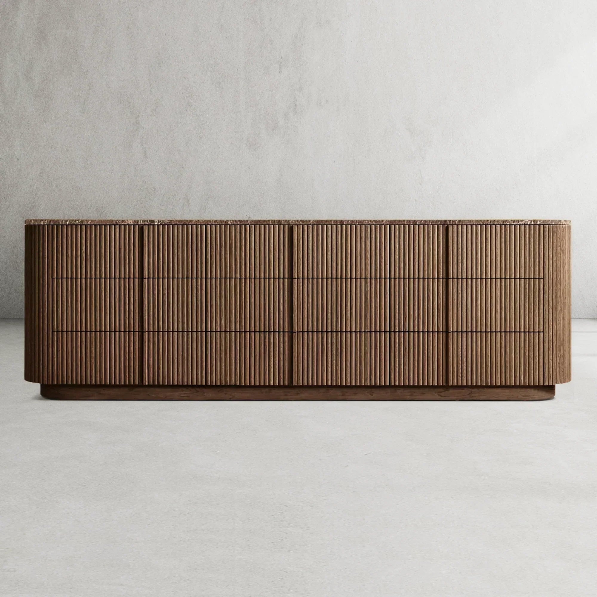 Modern 9-Drawer Stone Dresser - Mulholland Bedroom Furniture for Storage & Organization - Perfect for Master Bedroom, Guest Room, or Apartment Living