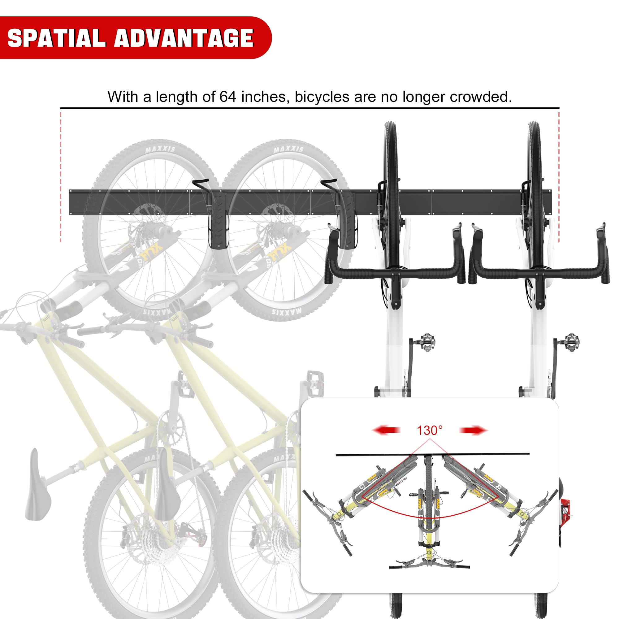 Ultrawall Adjustable Swivel Bike Storage Rack - Wall Mounted Vertical Bicycle Hanger for Garage & Indoor Use - Space Saving Bike Holder for Home, Apartment, and Small Spaces