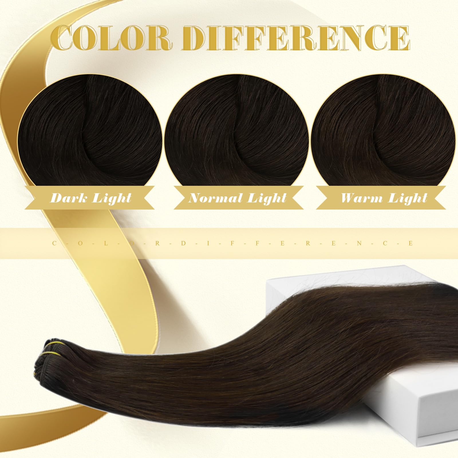 Ve Sunny Clip-in Human Hair Extensions Dark Brown 22inch 120g 7pcs - Remy Human Hair Weft for Wedding, Party & Daily Styling - Natural Looking Darkest Brown Hair Extensions for Volume & Length