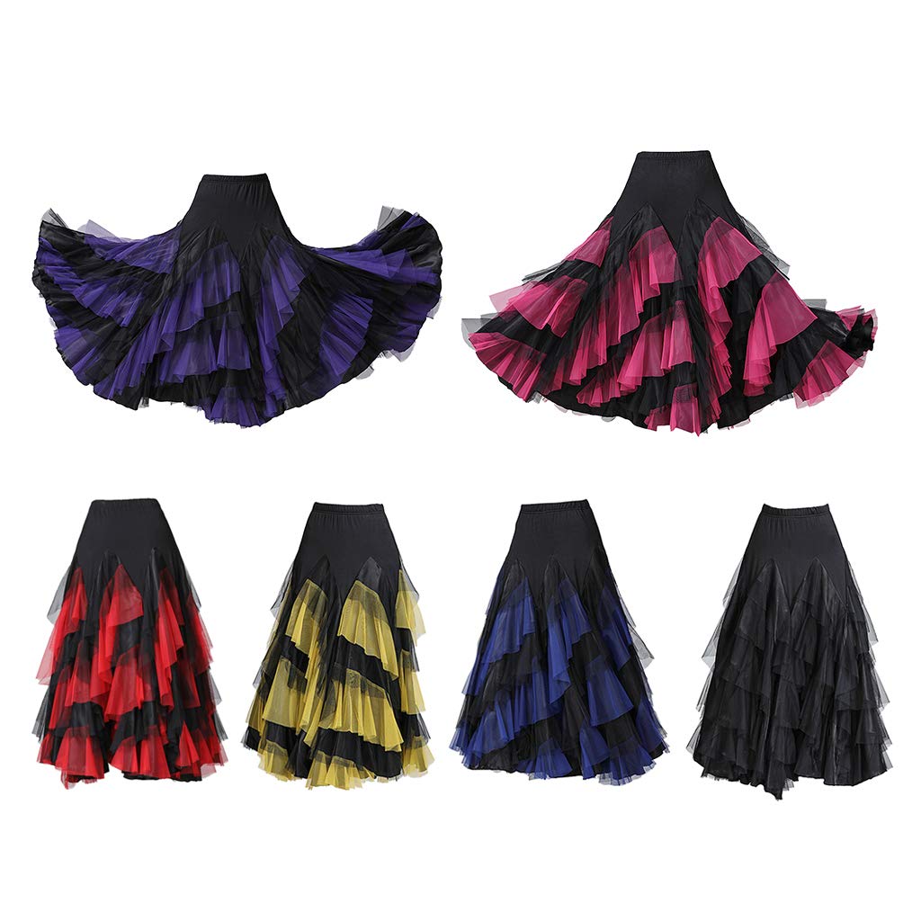 Women's Latin Dance Flare Swing Skirt for Tango, Salsa, Ballroom - Stretchy Comfort & Elegant Flare - Perfect for Dance Performances, Practice & Social Events