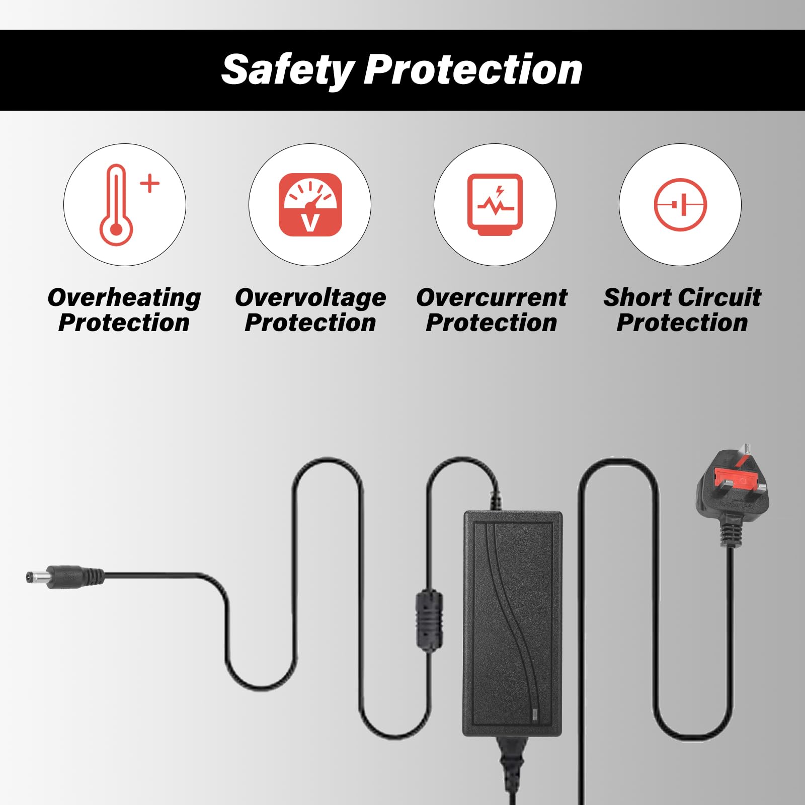 60W 12V 5A AC to DC Power Supply Adapter Converter with 5.5mm x 2.1mm Jack - Universal Wall Plug for LED Strip Lights, CCTV Cameras, Routers, ADSL Modems - Perfect for Home Security & DIY Lighting Projects