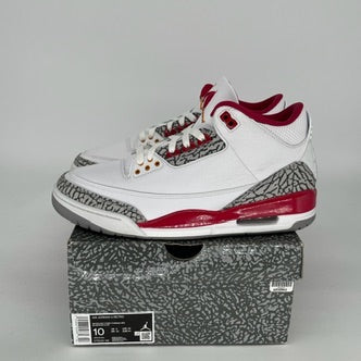 AIR JORDAN 3 Cardinal Red Retro Sneakers - Men's Size 10 (CT8532-126) - Authentic Basketball Shoes for Casual Wear & Sports