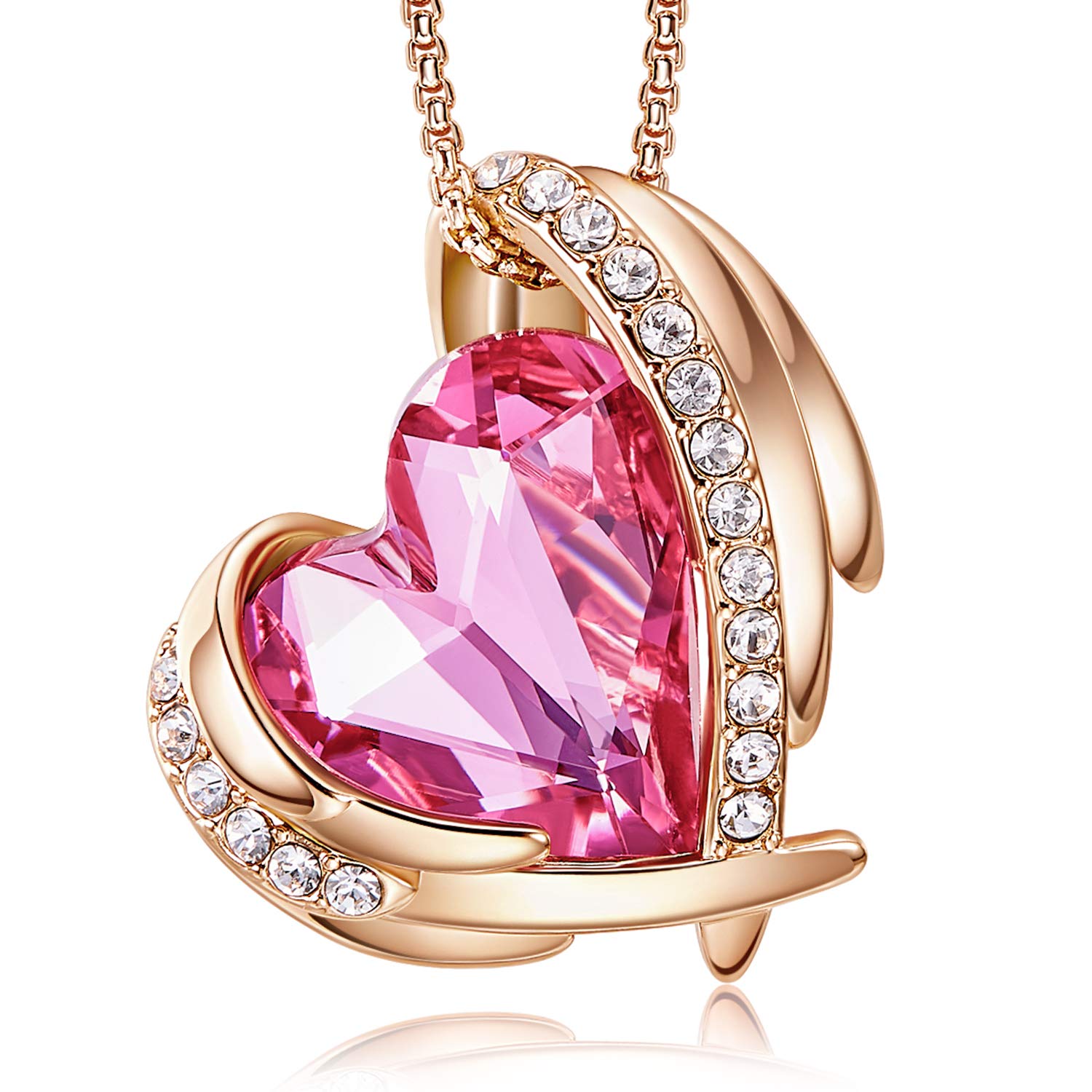 CDE Love Heart Pendant Necklace for Women - Silver & Rose Gold Crystal Birthstone Jewelry | Perfect Gift for Valentine's Day, Mother's Day, Birthday & Anniversary | Elegant Everyday Wear & Special Occasion Accessory