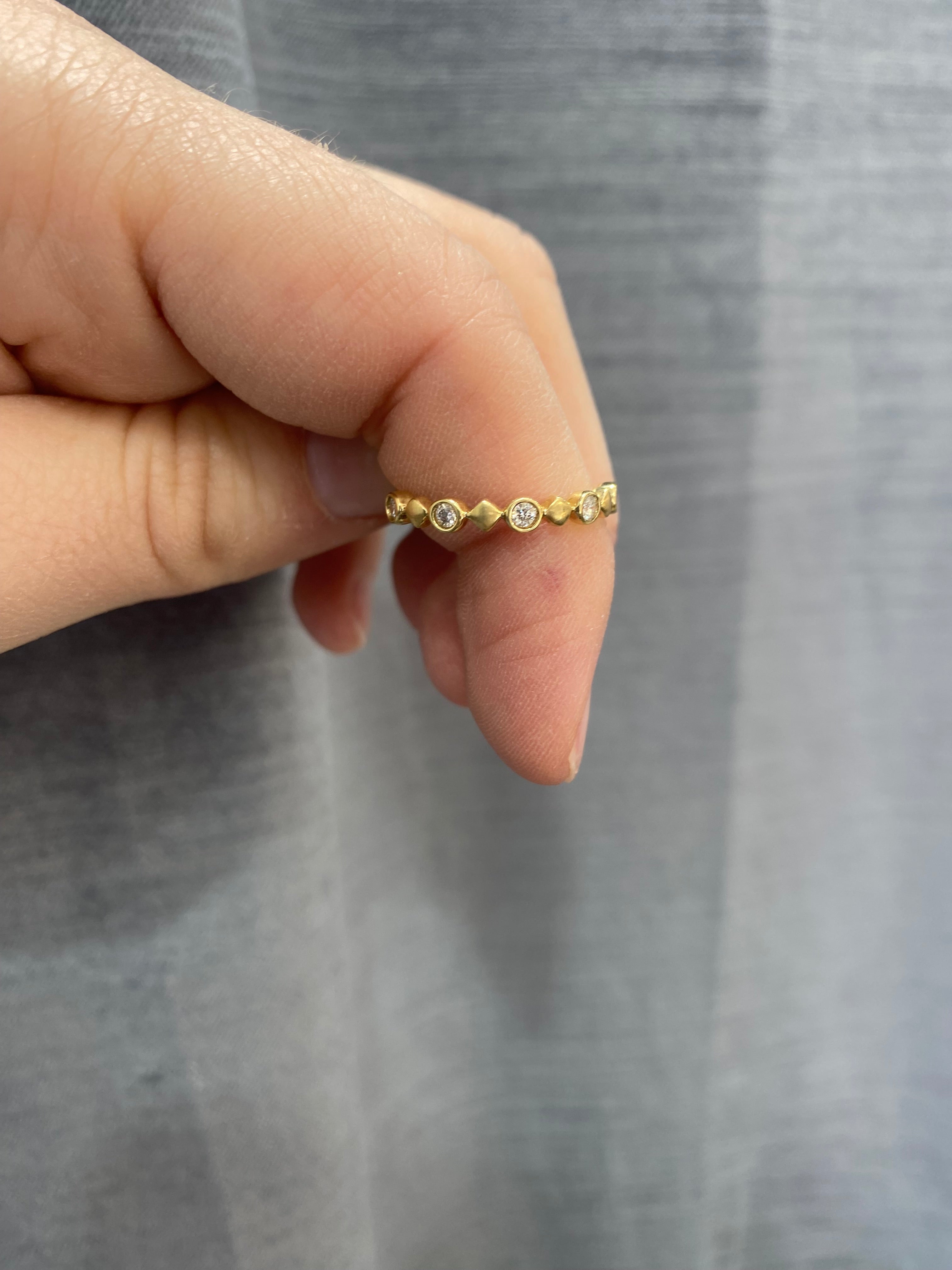 14KT Yellow Gold Diamond Stackable Ring for Women - Dainty Wedding Band, Anniversary Gift, Everyday Jewelry - Perfect for Layering & Special Occasions