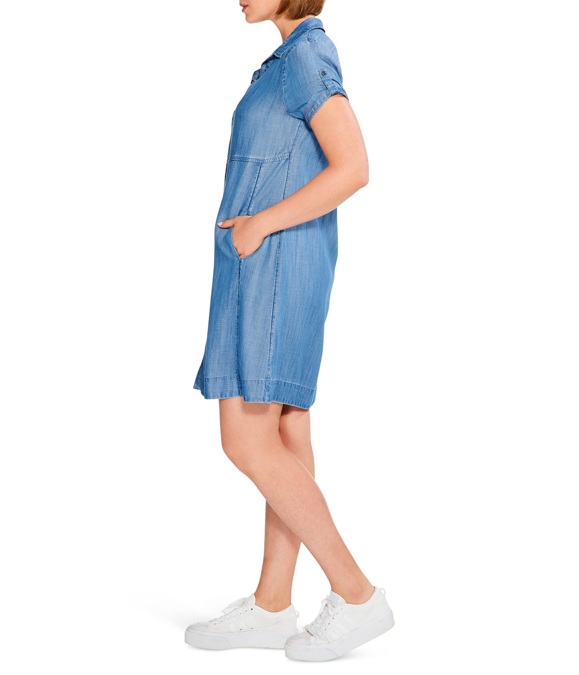 NIC+ZOE Women's Drapey Denim Shirt Dress - Casual Long Sleeve Button Down Tunic for Spring & Summer | Perfect for Office, Weekend Outings & Travel