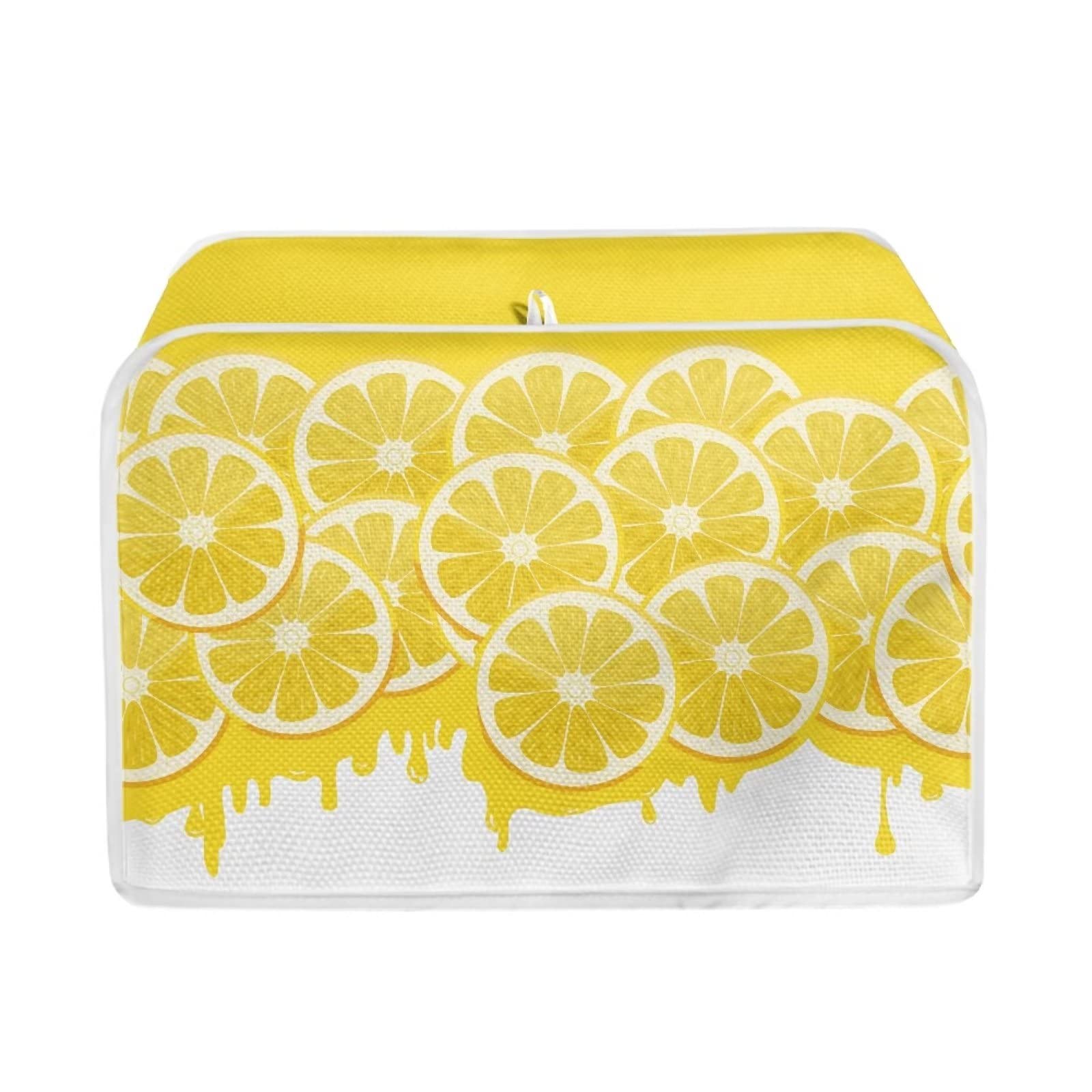 Chaqlin 2 Slice Toaster Oven Cover with Yellow Lemon Design - Heat Resistant Appliance Protector for Kitchen, Dorm, RV - Includes Carrying Bag for Easy Storage & Travel