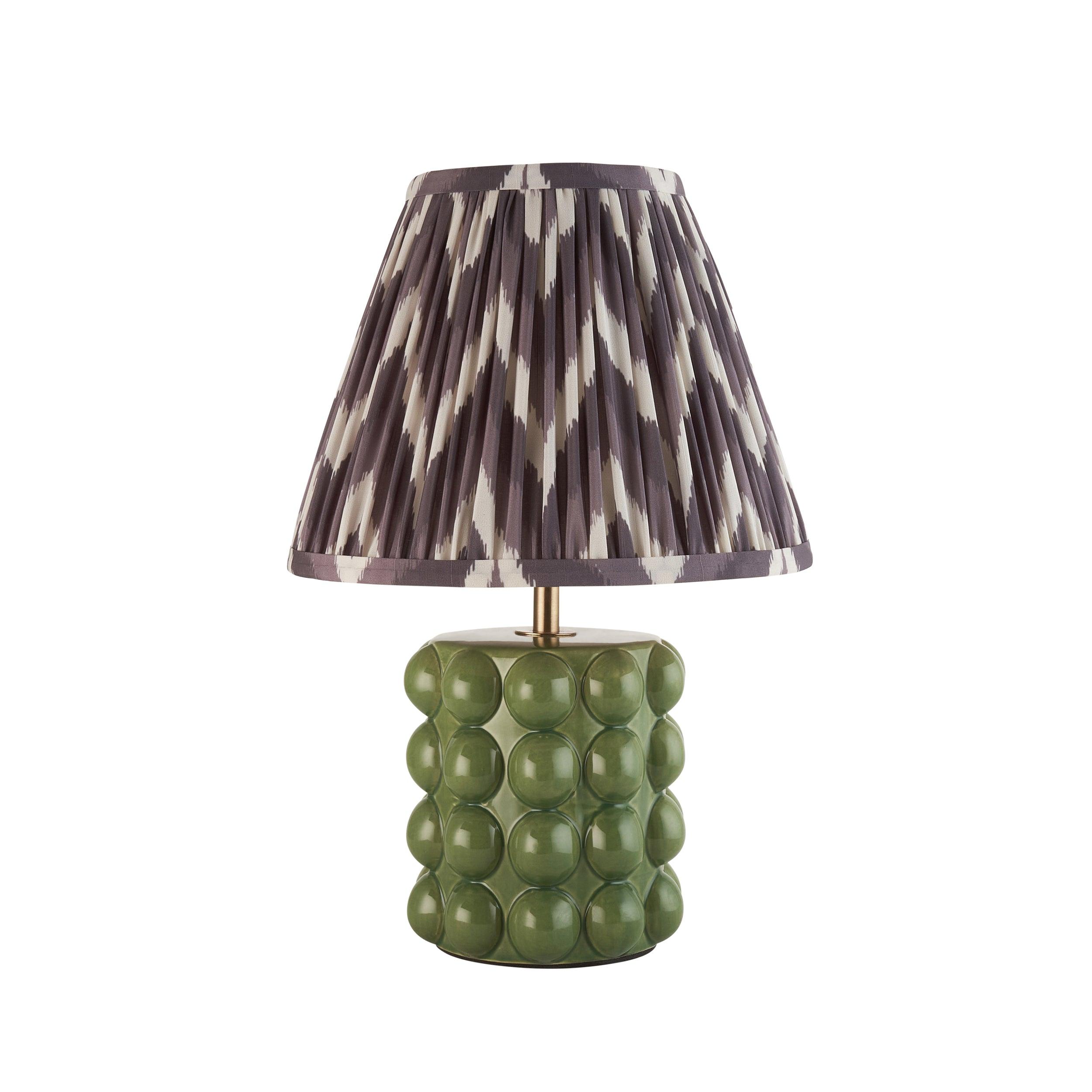 Bobble Ceramic Table Lamp with Zigzag Pattern - 25cm Pearl Grey Shade for Bedroom, Living Room & Office Decor
