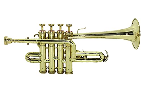 Shreyas Professional Bb Trumpet Piccolo with 4 Valves - High-Quality Brass Instrument with Hard Case - Perfect for Beginners, Students & Jazz Performances