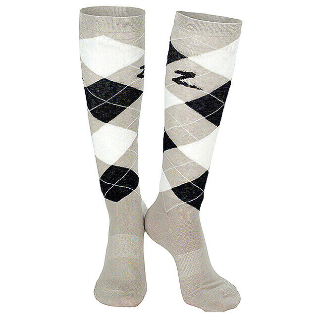 Horze Holly Argyle Fabric Cotton Knee Socks for Women - Size 8.5-9.5, Beige String Design | Perfect for Casual Wear, Office Outfits & Winter Fashion