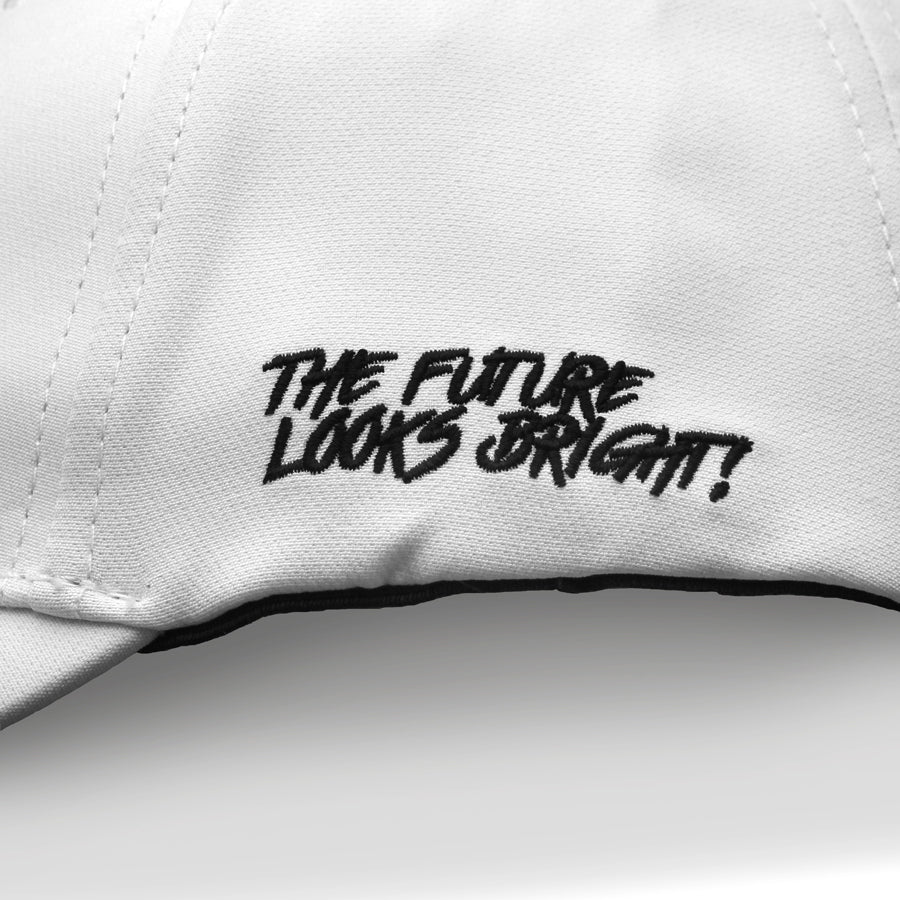 VT Shield Logo Future Looks Bright White & Black Snapback Hat - Stylish Adjustable Baseball Cap for Men & Women - Perfect for Sports, Casual Wear & Outdoor Activities