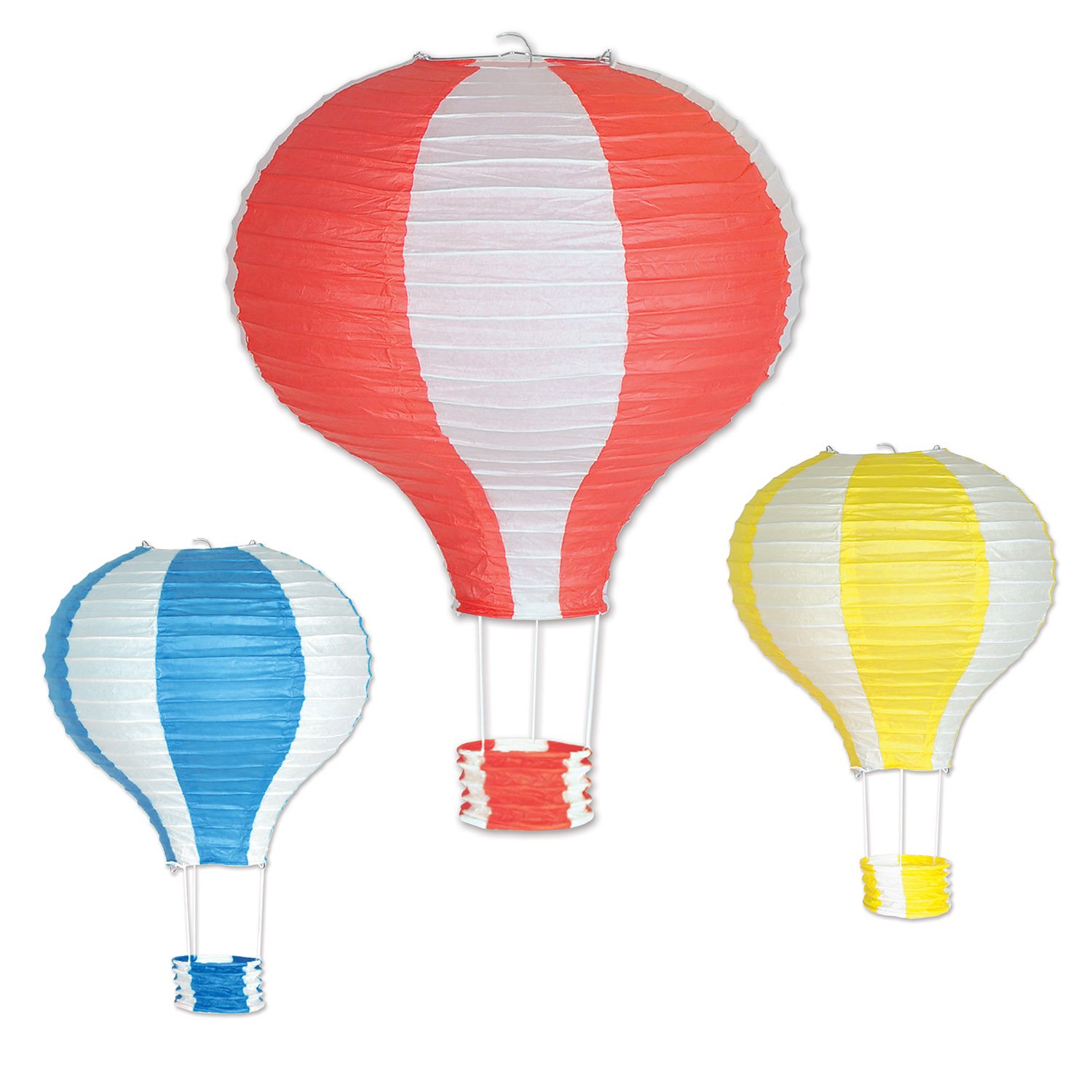 Beistle Hot Air Balloon Paper Lanterns - Colorful Party Decorations for Birthday, Baby Shower & Wedding Events - Perfect for Indoor/Outdoor Celebrations
