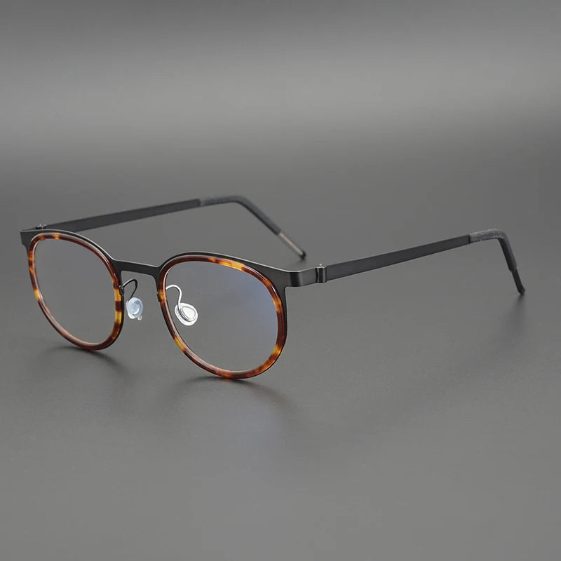 Stylish Aimee Unisex Full Rim Round Screwless Titanium Acetate Eyeglasses Frame 9704 - Lightweight & Durable for Work, Reading & Everyday Wear