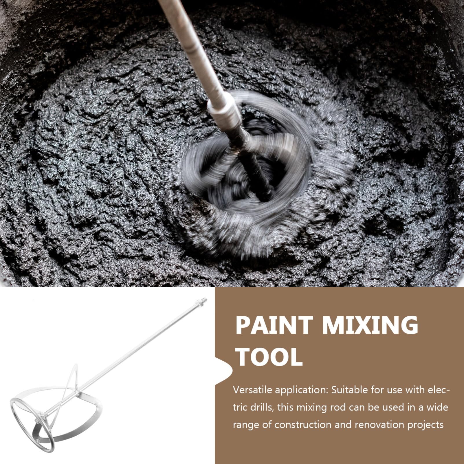 POPETPOP Drill Paint Mixer Attachment - 20.44 x 4.44in Steel Paint Stirrer for Cement, Mud & Paint Mixing | Compatible with Standard Drills | Perfect for Home Renovation, DIY Projects & Professional Painting