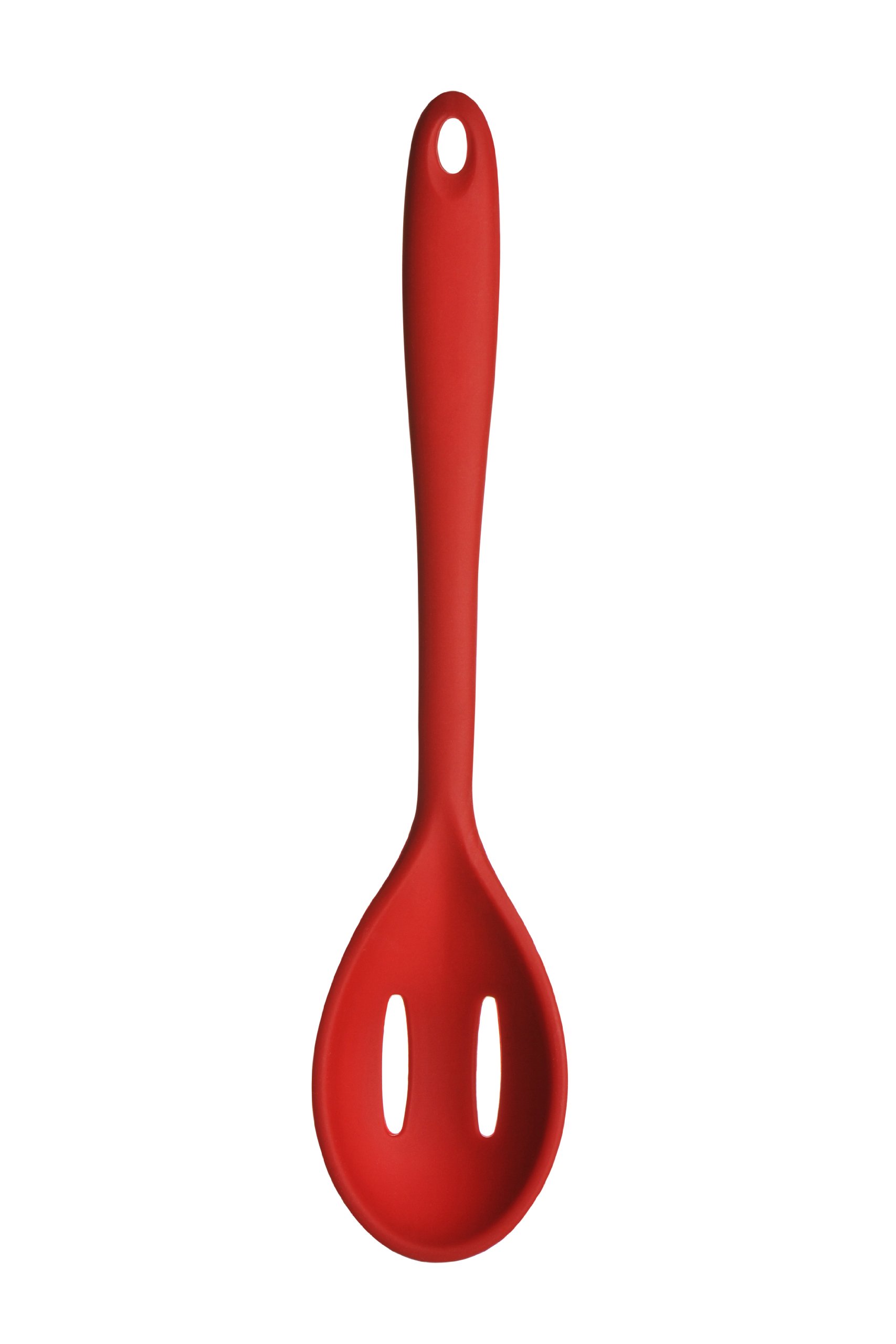 Premium Silicone Slotted Spoon - Heat-Resistant Kitchen Utensil for Cooking, Baking & Serving - Red (Perfect for Stirring, Flipping & Draining Pasta, Soup & More)