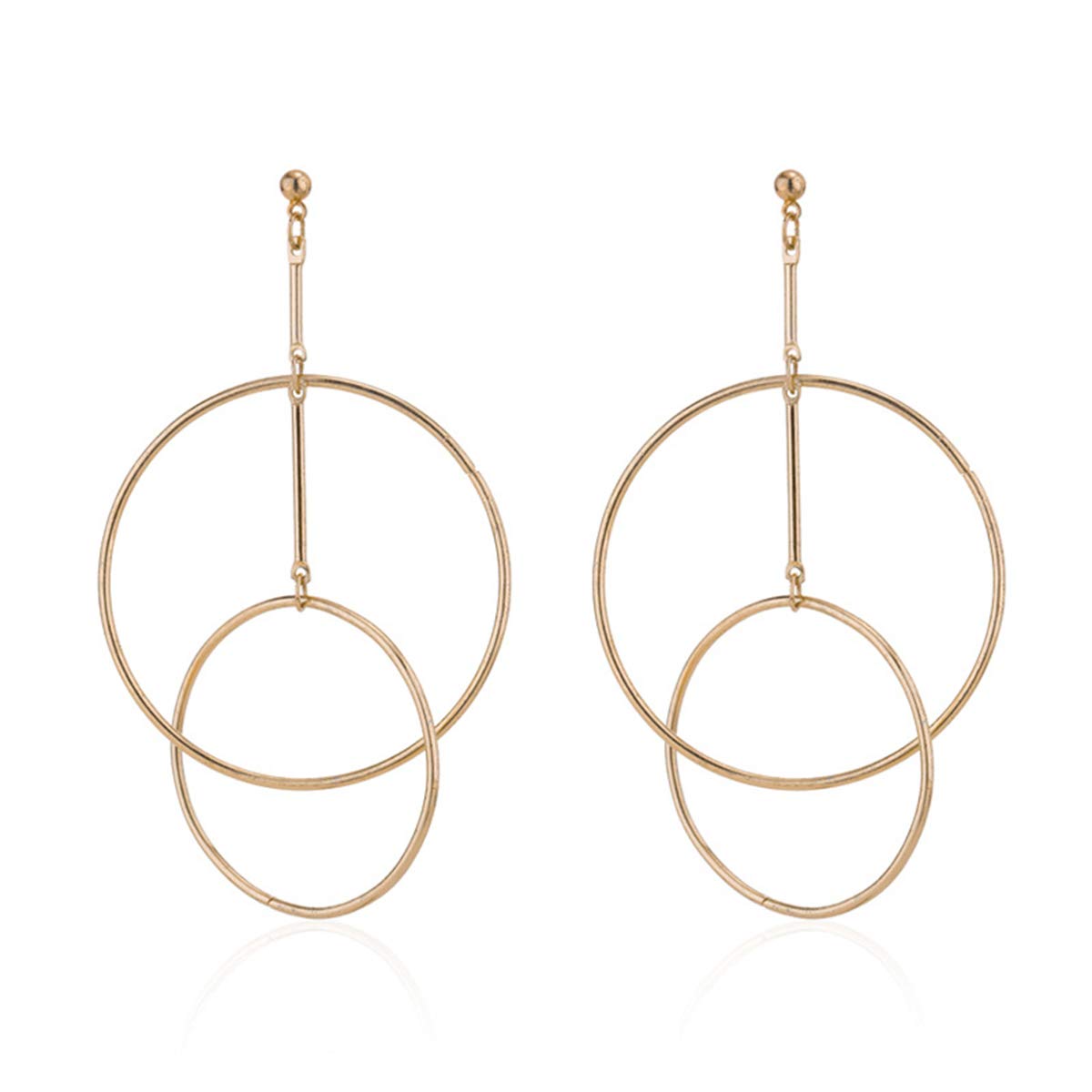 DOUBNINE Large Hoop Earrings for Women - Lightweight Long Chain Drop Dangle Golden Circle Earrings | Perfect for Parties, Weddings & Everyday Wear
