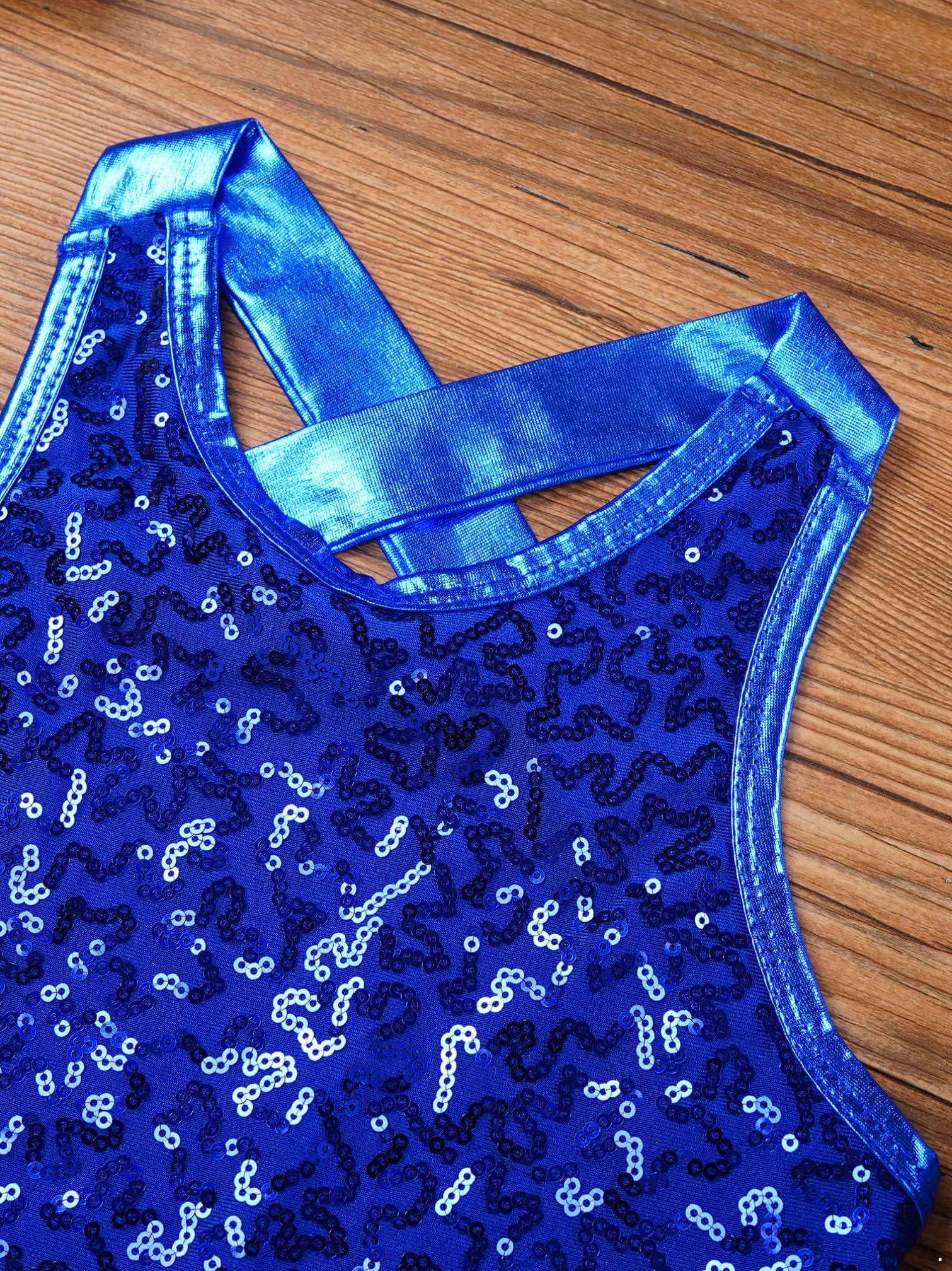 Sparkly Sequined Ballet Leotard Dress for Girls - Kids Jazz & Modern Dance Costume with Shiny Unitard - Perfect for Dance Performances, Recitals & Competitions