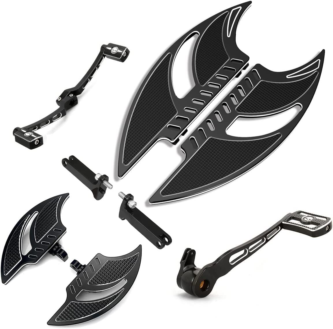 Black Footboards & Shifter Pegs for Harley Electra Glide, Street Glide, Ultra Classic & Road King 2008-2013 - Driver & Passenger Footrests for Comfortable Long Rides | Perfect for Cruising, Touring & Highway Riding