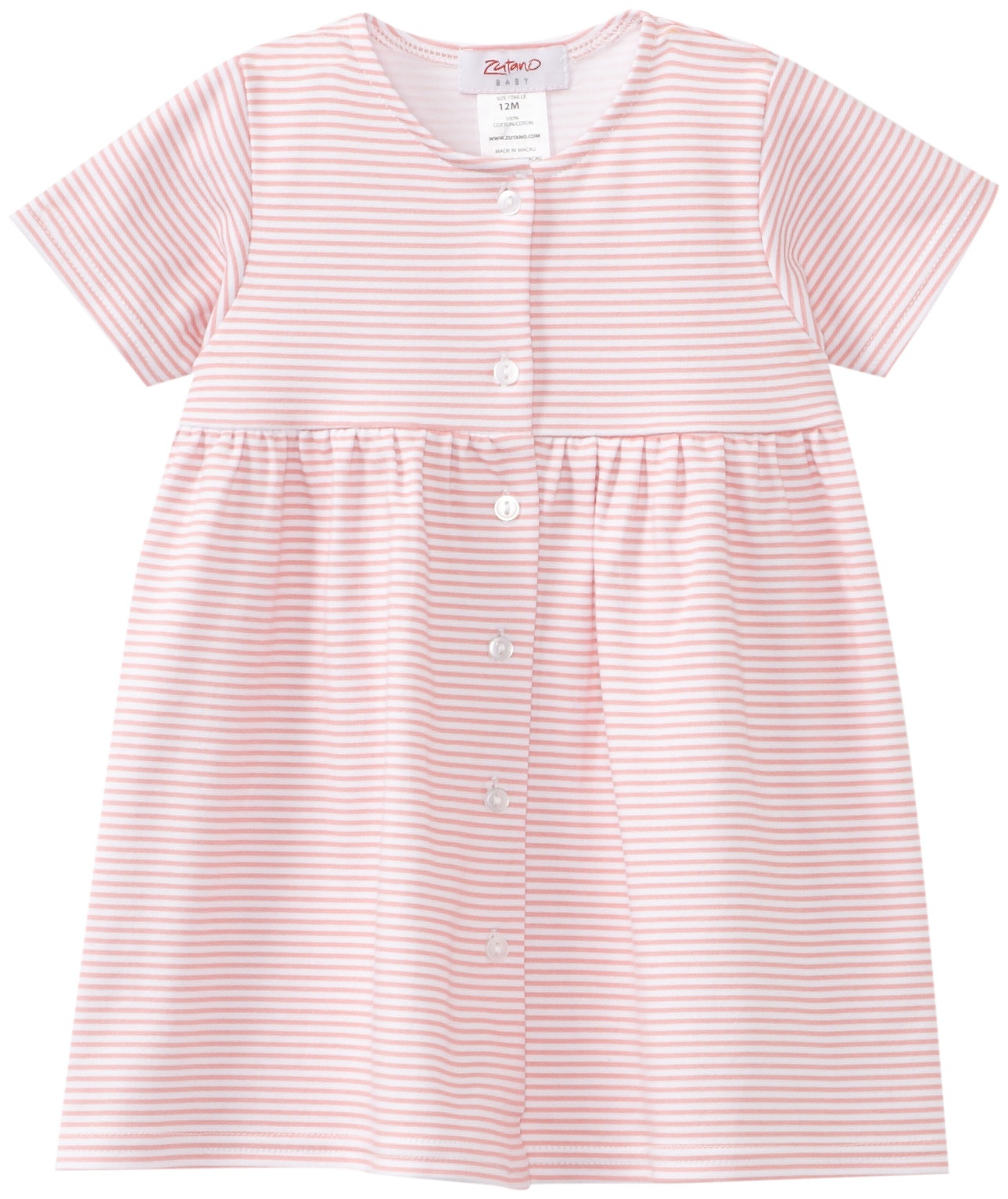 Zutano Baby Girls' Candy Stripe Short Sleeve Cotton Dress - Cute & Comfortable Outfit for Playdates, Parties & Summer Adventures