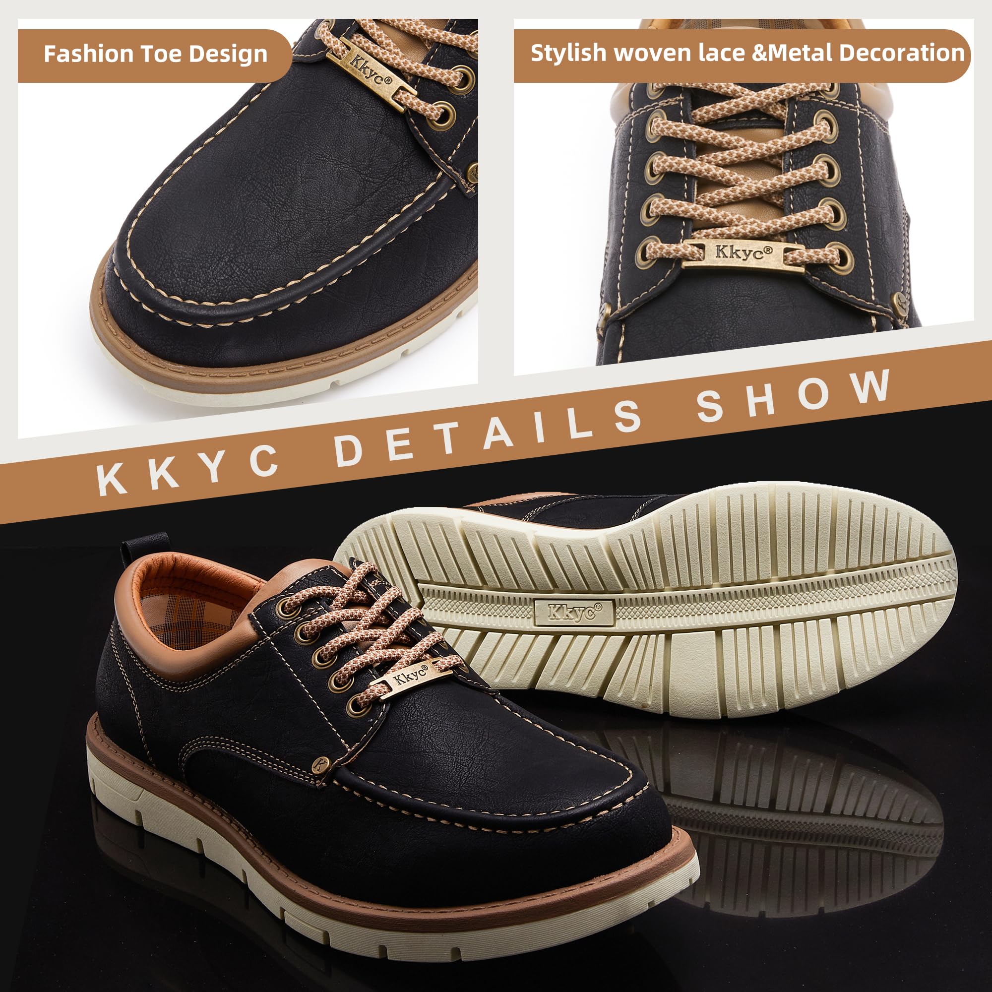 KKYC Men's Comfortable Casual Shoes - Slip On & Lace Up Sneakers for Walking, Work & Everyday Wear