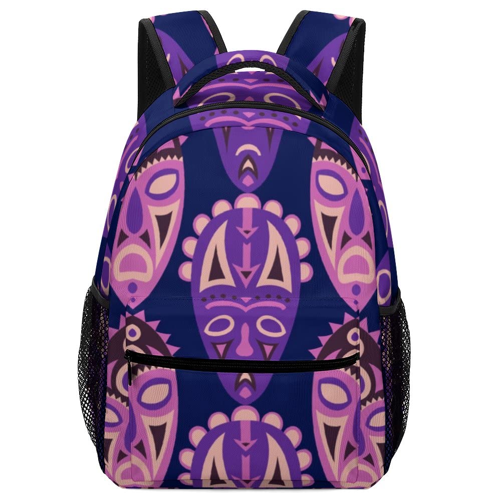 Lightweight School Backpack for Boys & Girls - Durable Travel Backpack with National Ritual Mask Design | Perfect for Students, Daily Commute & Outdoor Adventures