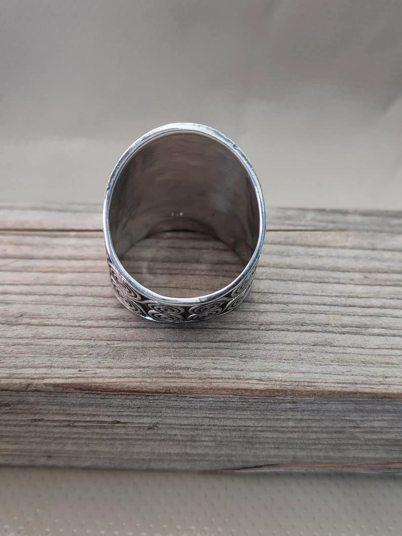 Handmade 925 Sterling Silver Band Ring - Unisex Statement Ring for Men & Women - Wide Boho Hippie Thumb Ring - Perfect Gift for Her - Durable Sterling Jewelry for Everyday Wear, Parties & Special Occasions